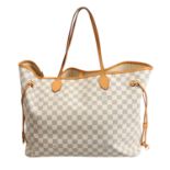 LOUIS VUITTON Shopper "NEVERFULL GM", Koll. 2014.NP.: 1.040,-€. Damier Azur Serie, Details und