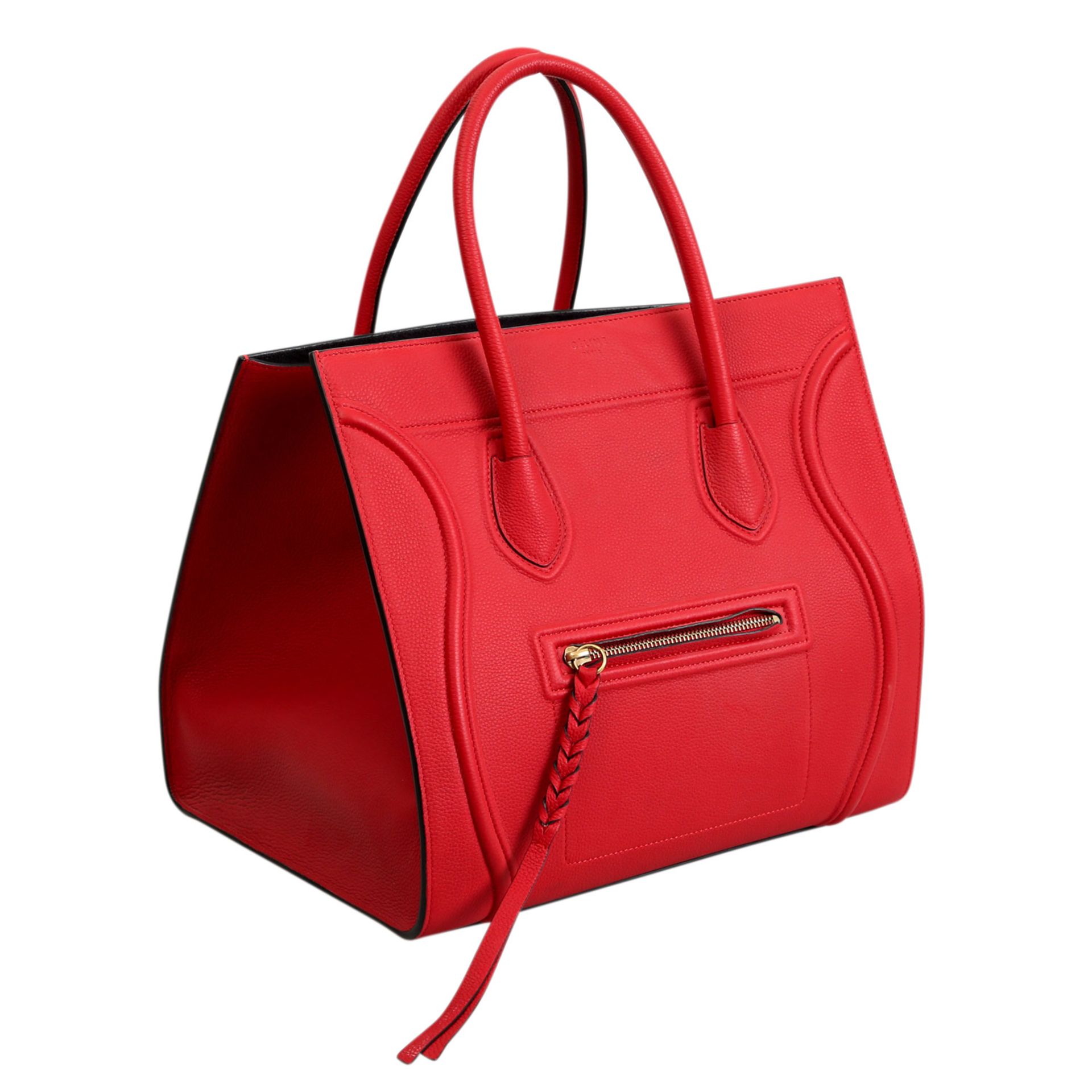 CELINE Shoppertasche "LUGGAGE PHANTOM MEDIUM".NP. ca.: 2.400,-€. Leder in Rot, stabile Form, Trapez- - Bild 2 aus 6