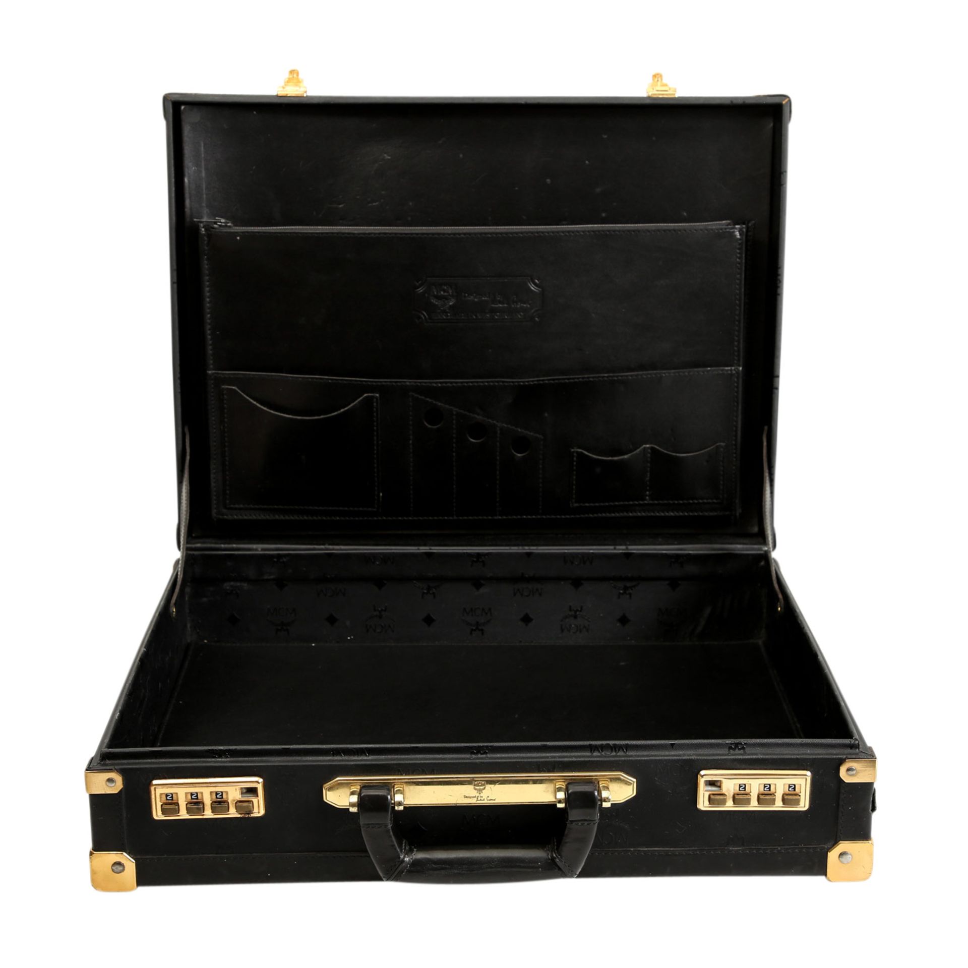 MCM VINTAGE Aktenkoffer.Heritage Muster in Schwarz, Besätze aus Glattleder, goldfarbene Hardware, - Bild 7 aus 7