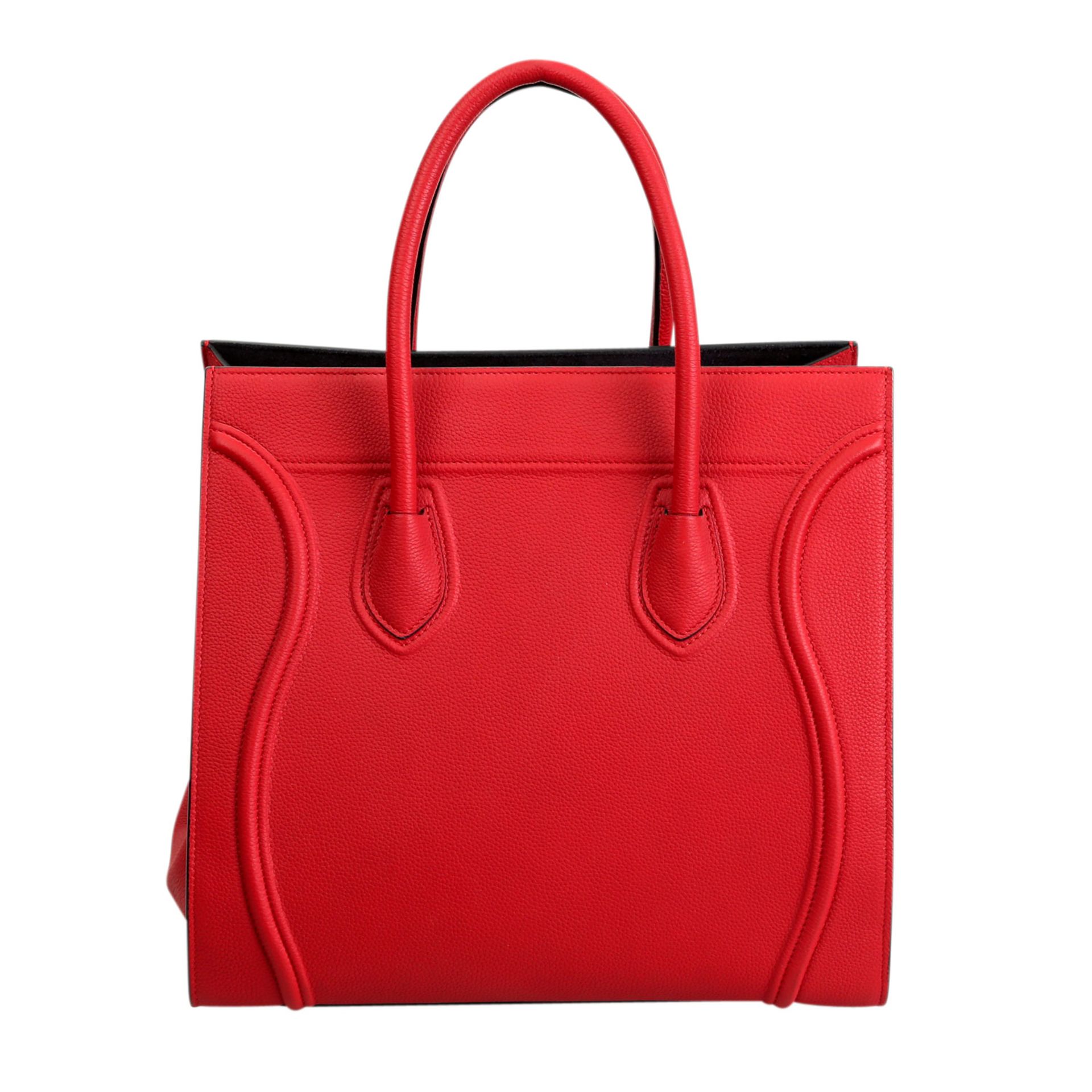 CELINE Shoppertasche "LUGGAGE PHANTOM MEDIUM".NP. ca.: 2.400,-€. Leder in Rot, stabile Form, Trapez- - Bild 4 aus 6