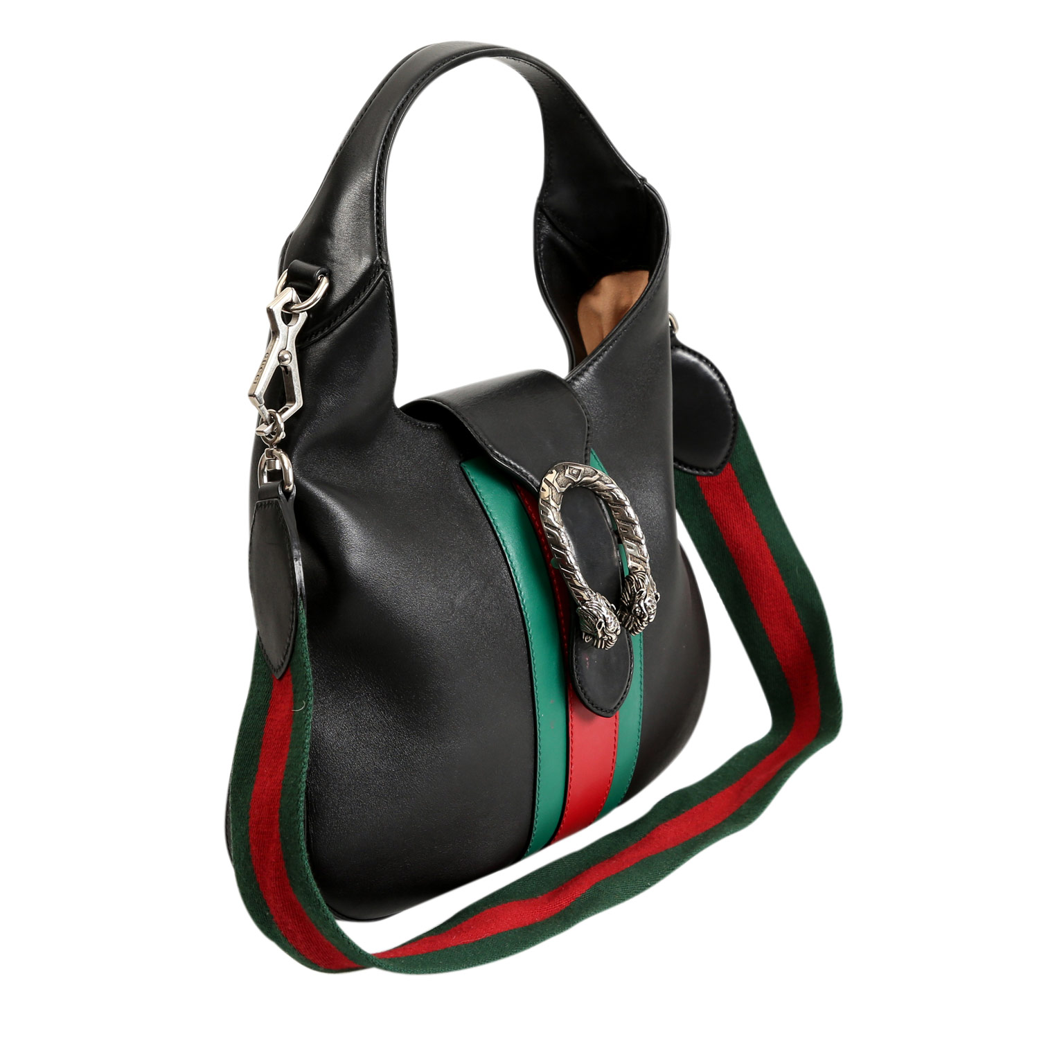 GUCCI Hobo-Bag "DIONYSUS".NP.: 1750,-€. Glattleder in schwarz mit typischem Streifendetail in Rot/ - Image 2 of 7