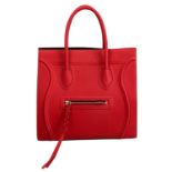 CELINE Shoppertasche "LUGGAGE PHANTOM MEDIUM".NP. ca.: 2.400,-€. Leder in Rot, stabile Form, Trapez-