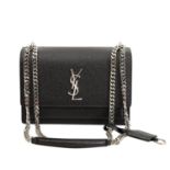 SAINT LAURENT Umhängetasche "KATE".NP. ca.: 1.650,-€. Glänzendes Lackleder in Schwarz, strukturierte