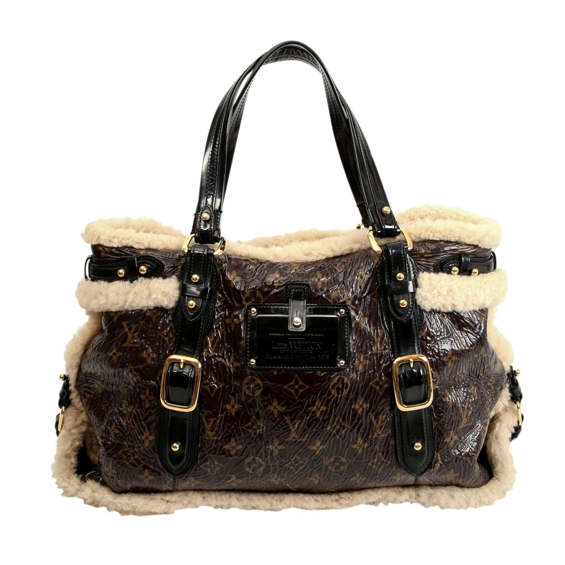 LOUIS VUITTON Schultertasche "SHEARLING THUNDER BAG", Koll. 2007.Limitierte Edition. Monogram Canvas