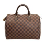 LOUIS VUITTON Henkeltasche "SPEEDY 30", Koll.: 2013.Akt. NP.: 800,-€. Damier Ebene Canvas Serie in