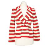 CHANEL Blazer, Gr. 36 (38).Koll. Sping/Summer 2008. Mischgewebe mit Streifenmuster in Rot/Weiß,