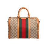 GUCCI Henkeltasche, NP.: 695,-€.Boston Bag aus Guccissima Canvas mit cogancfarbenen Glattleder-