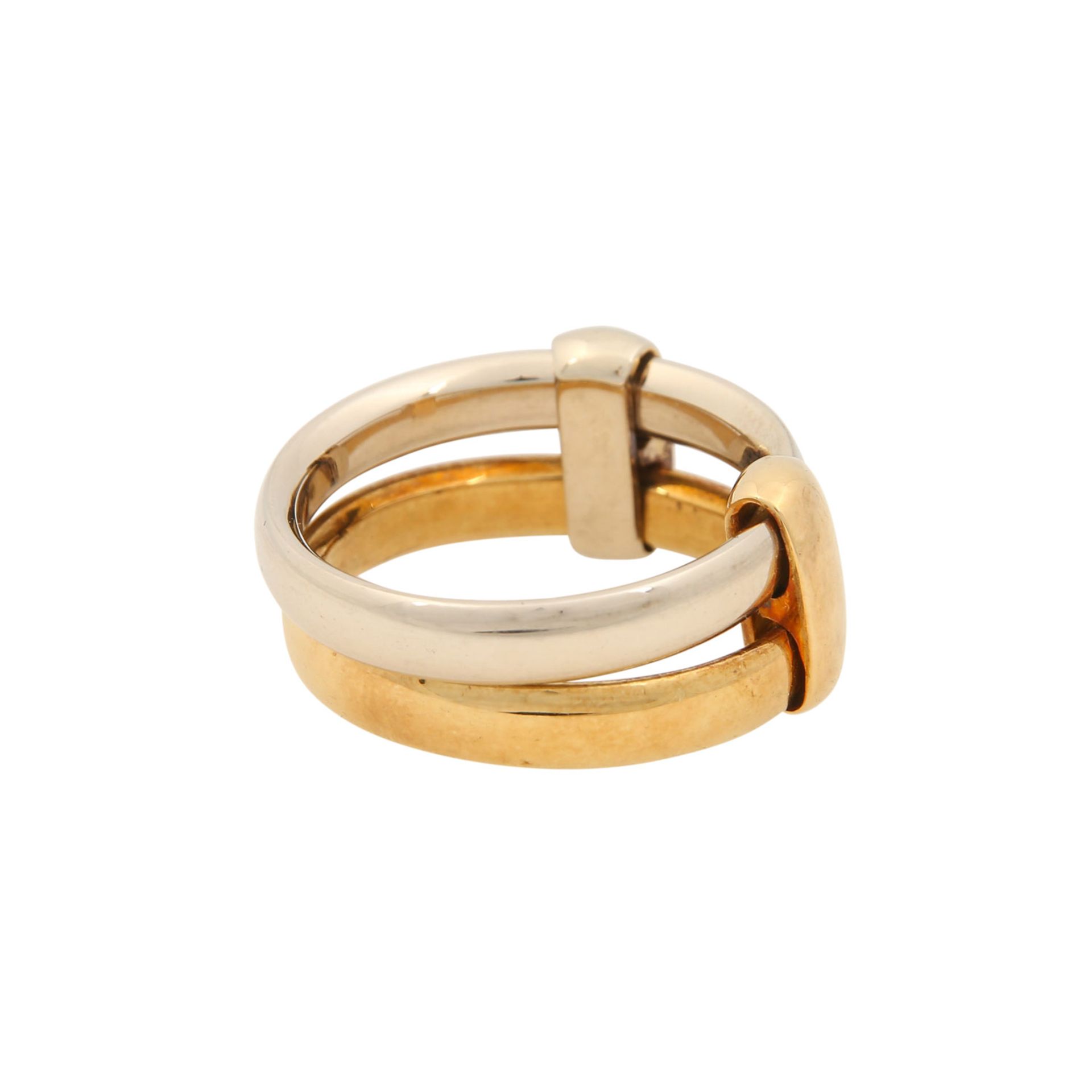 HERMÈS Ring, Größe 60.750 GG/WG, zwei bewegliche Ringschienen. Etui anbei. Guter Erhalt. - Bild 3 aus 5