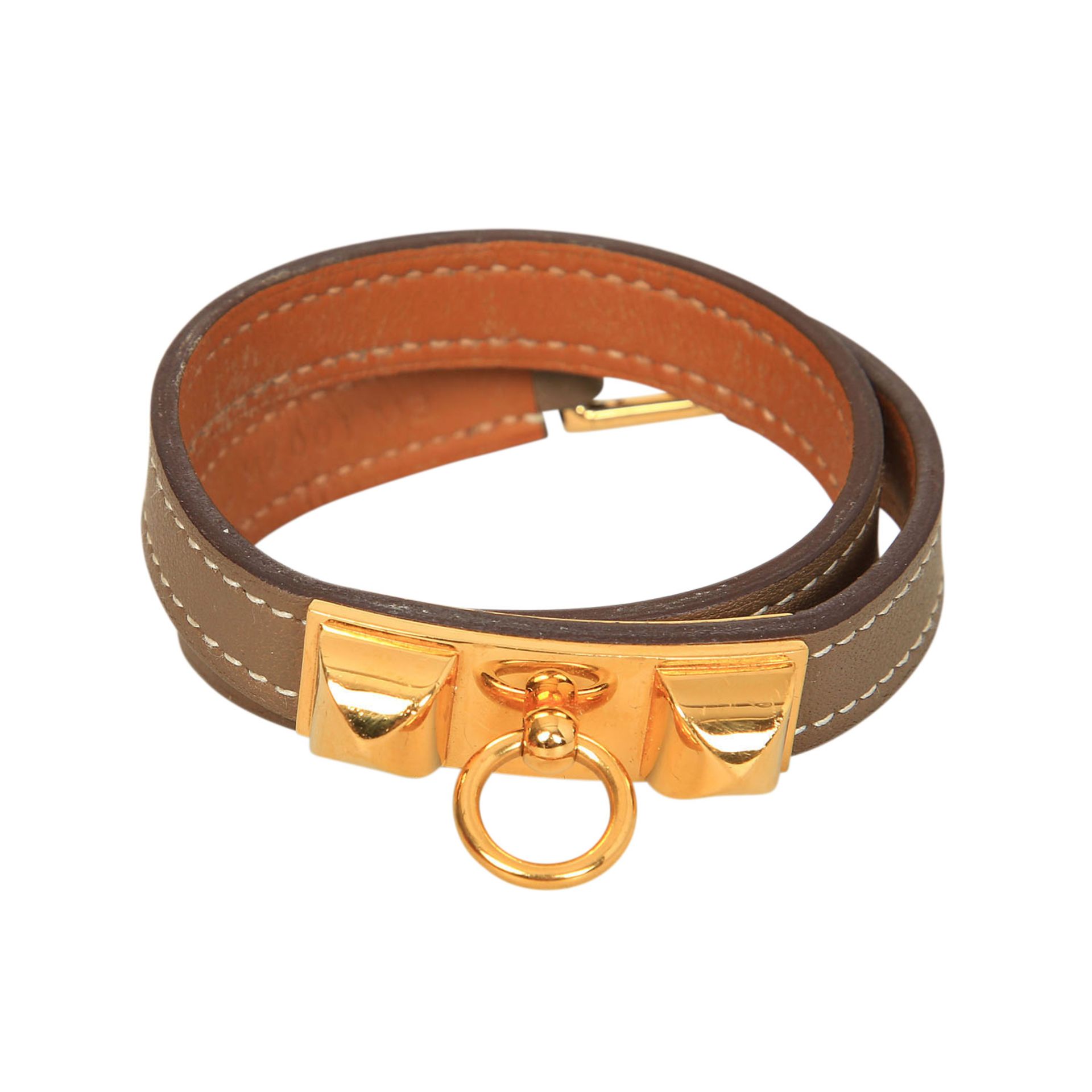 HERMÈS Armband "RIVALE DOUBLE TOUR", akt. NP.: 475,-€.Koll. 2018. Größe S. Zweifach-Wickelarmband