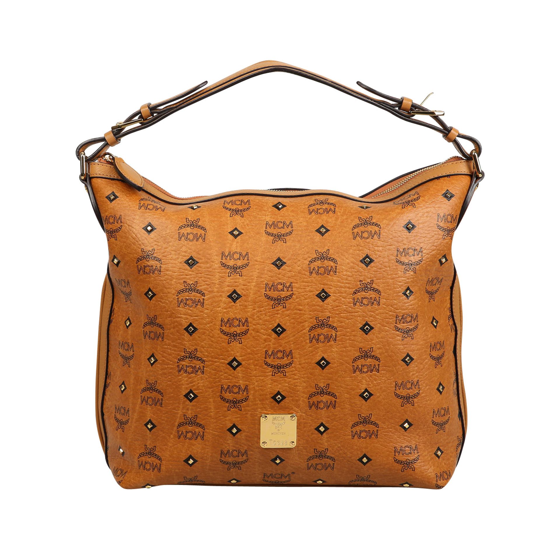 MCM Hobo-Bag.NP. ca.: 750,-€. Visetos Serie in Cognac, goldfarbene Hardware, Nietendetails in