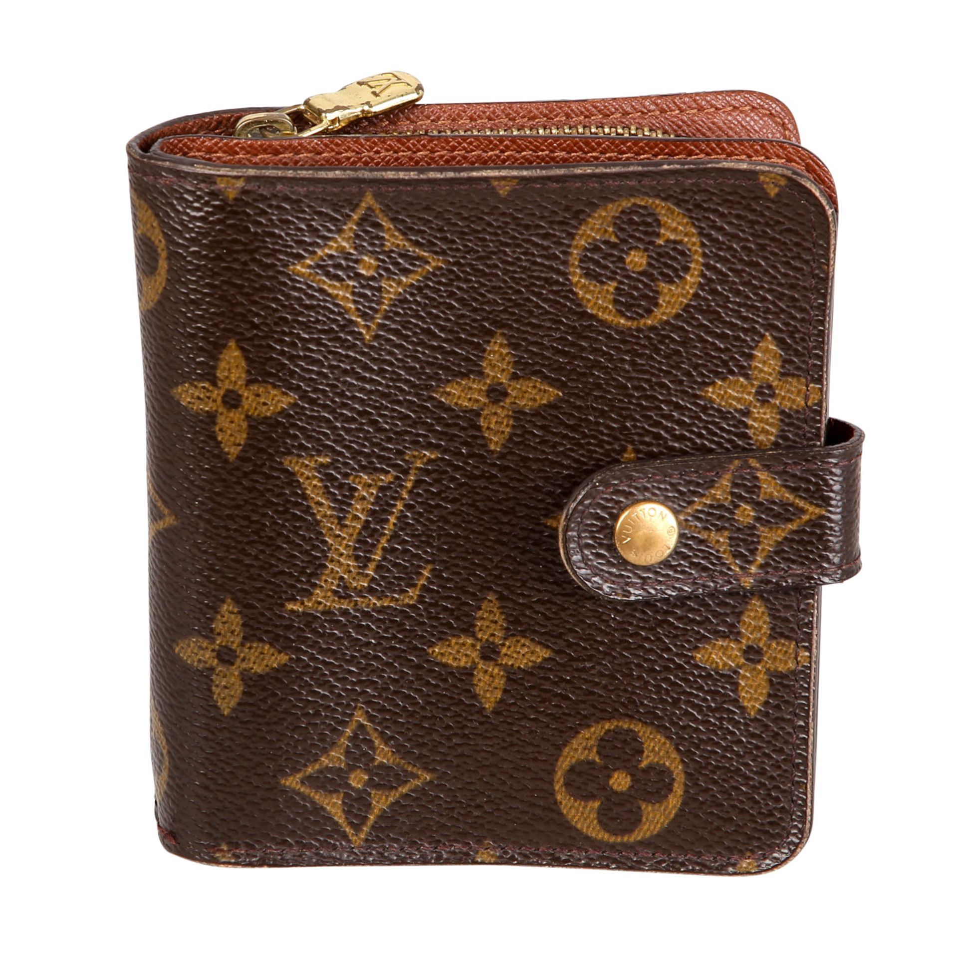 LOUIS VUITTON Portemonnaie "ZIPPY COMPACT", Koll.: 2004.Monogram Canvas Serie mit goldfarbener