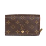 LOUIS VUITTON Portemonnaie "TRESOR", Koll.: 2001.Monogram Canvas Serie mit goldfarbener Hardware.