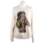 GUCCI Pullover, Gr. XS.NP.: 1.380,-€. Textil in Beige mit Schneewittchen-Motiv. Pilling und