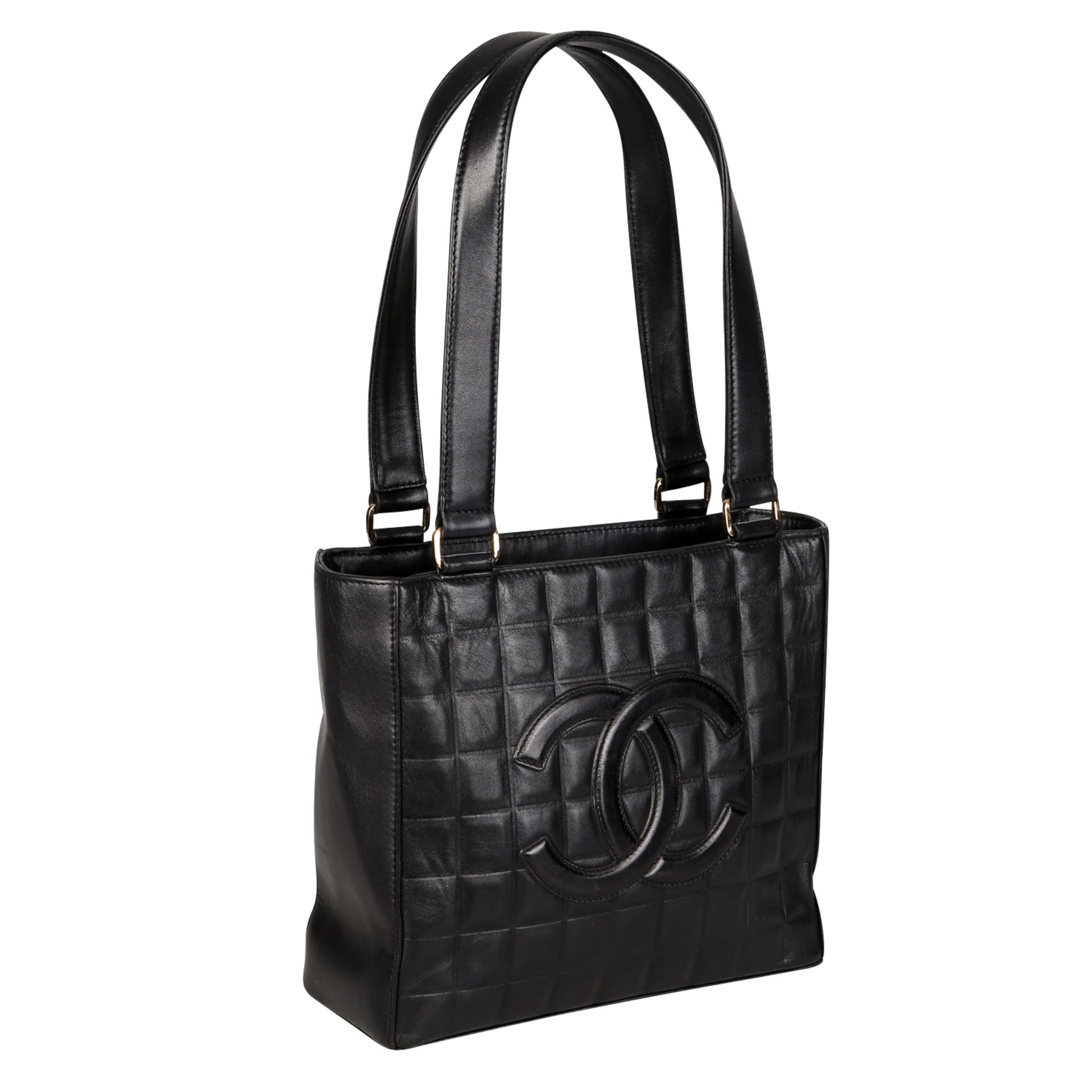 CHANEL Handtasche, Koll. 2003/2004.Feines Leder in Schwarz, quadratische Prägung und Front mit - Bild 2 aus 6