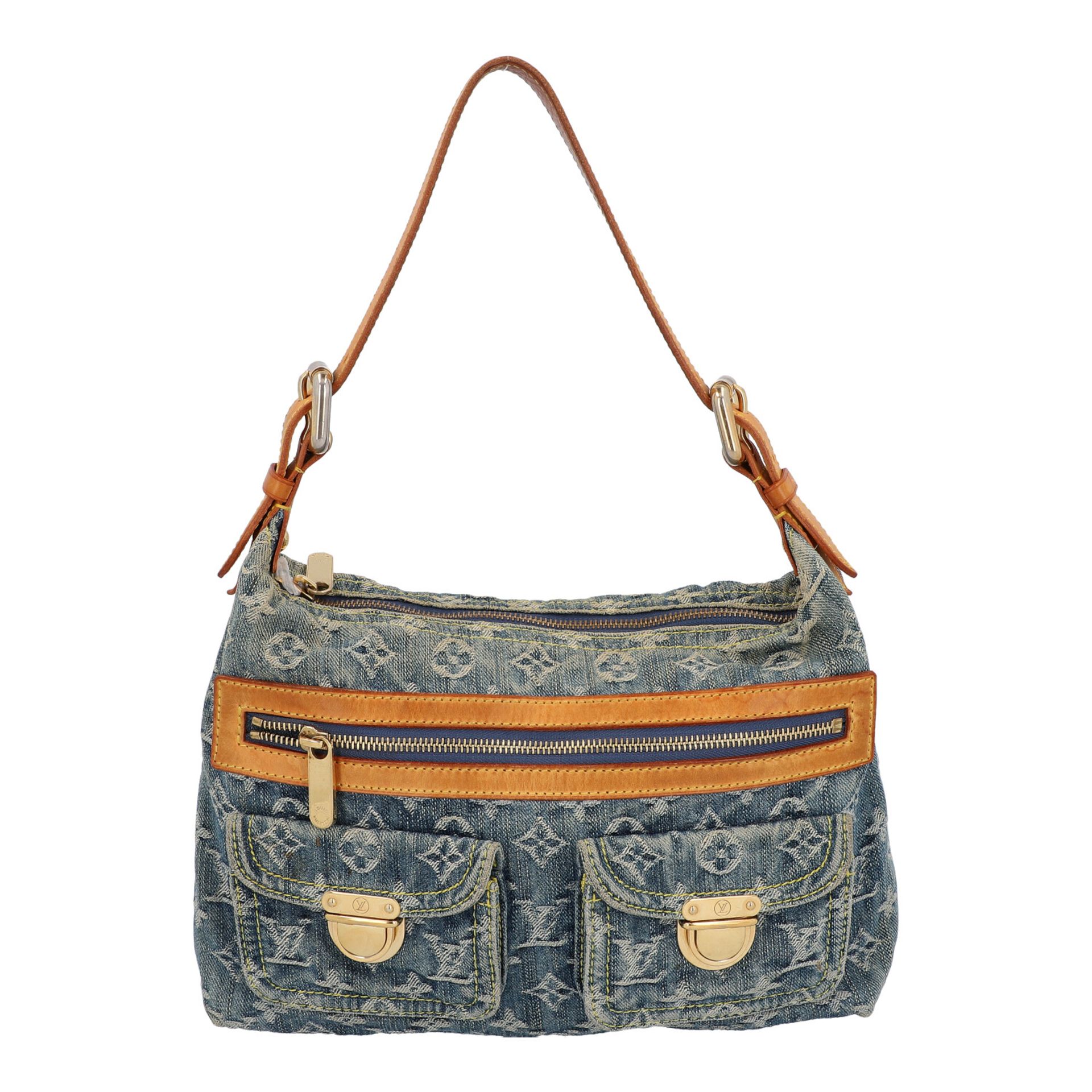 LOUIS VUITTON Schultertasche "BAGGY PM", Koll. 2006.Monogram Denim Serie mit goldfarbener Hardware