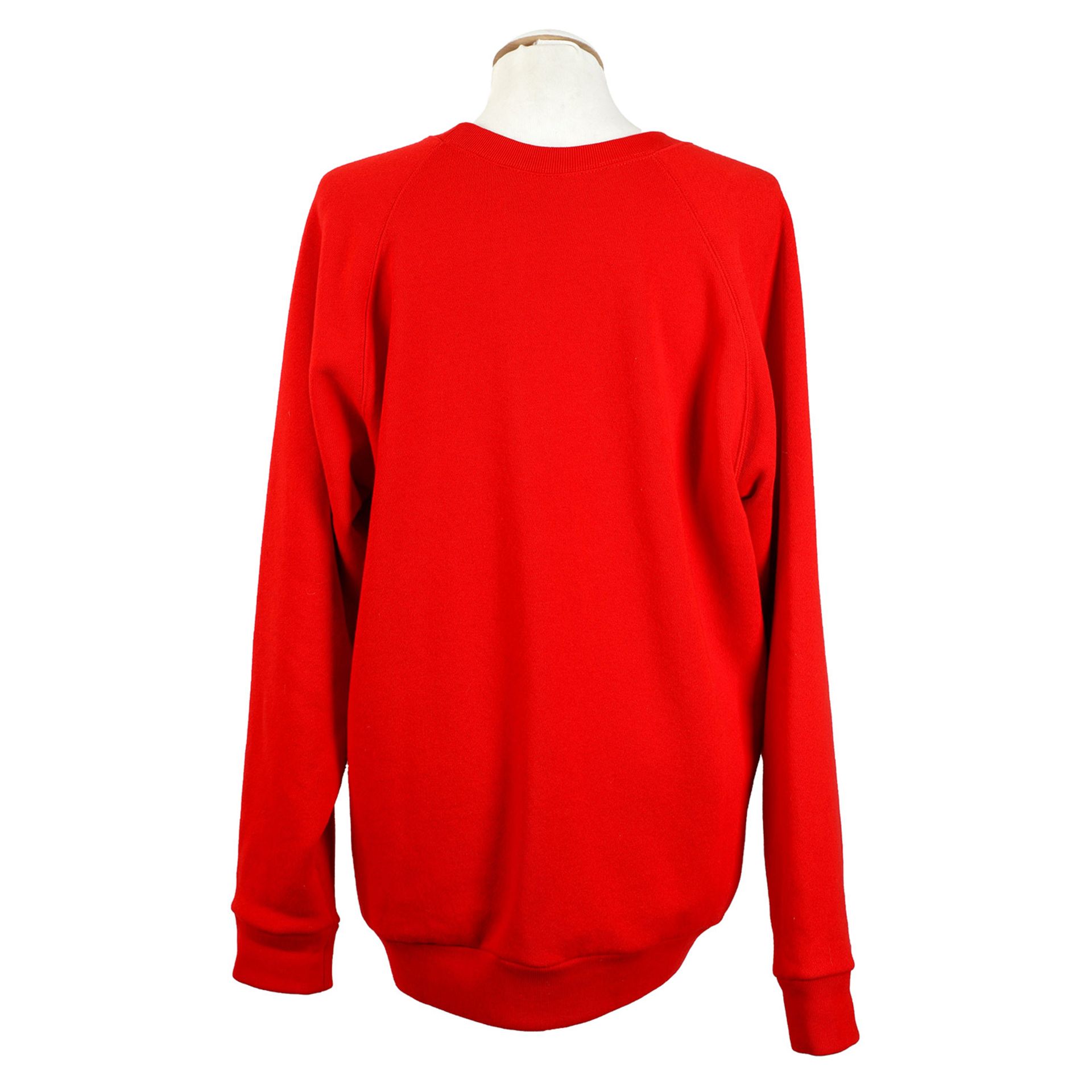 GUCCI Pullover, Gr. M. NP.: 890,-€.100% Baumwolle in Rot, Vorderseite mit mittigem Gucci-Logo und - Bild 4 aus 4