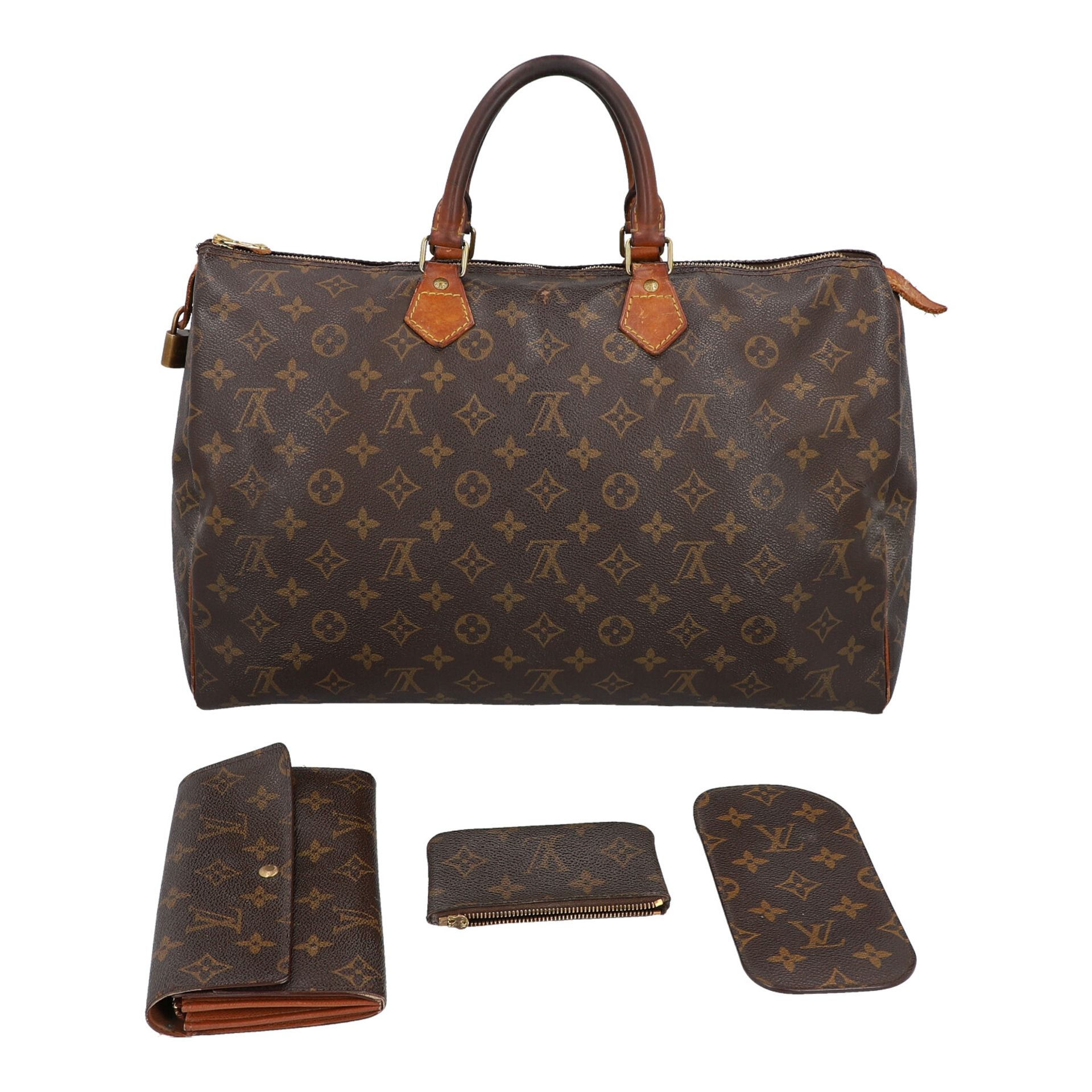 LOUIS VUITTON Konvolut.Henkeltasche "SPEEDY 40", Portemonnaie "SARAH", Schlüssel-Etui und Brillen- - Bild 2 aus 3