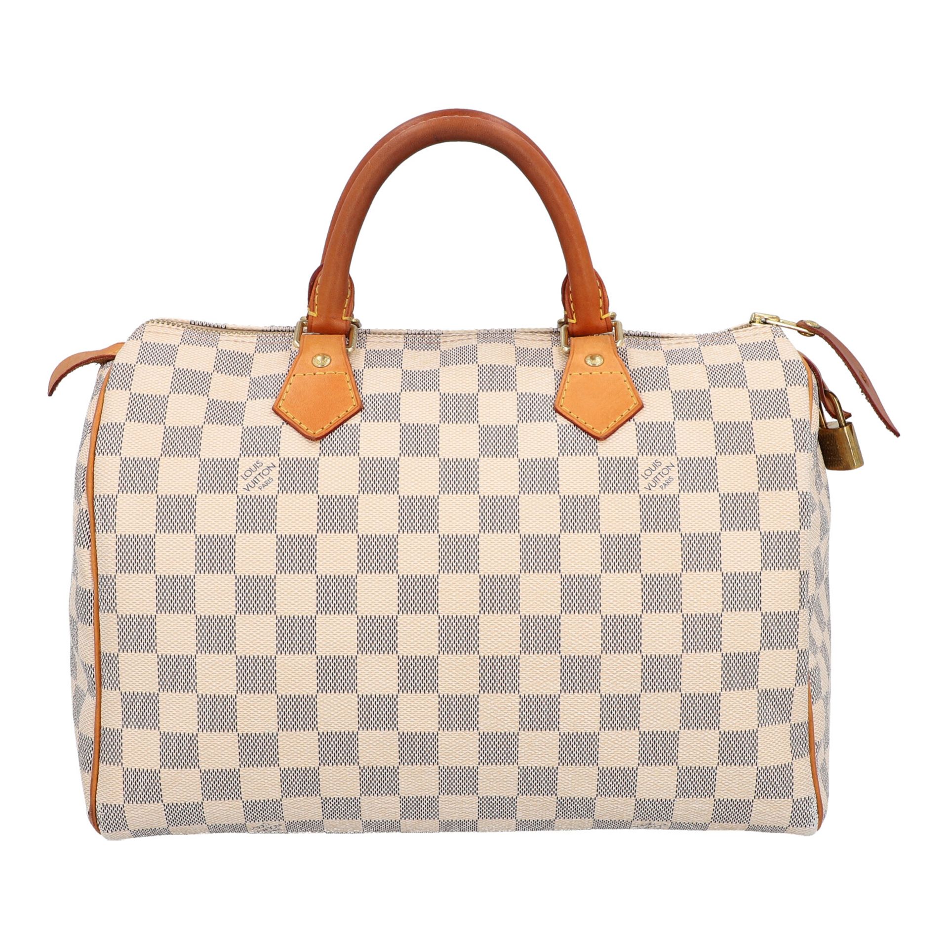 LOUIS VUITTON Henkeltasche "SPEEDY 30", Koll.: 2008.Akt. NP.: 800,-€. Damier Azur Canvas Serie,