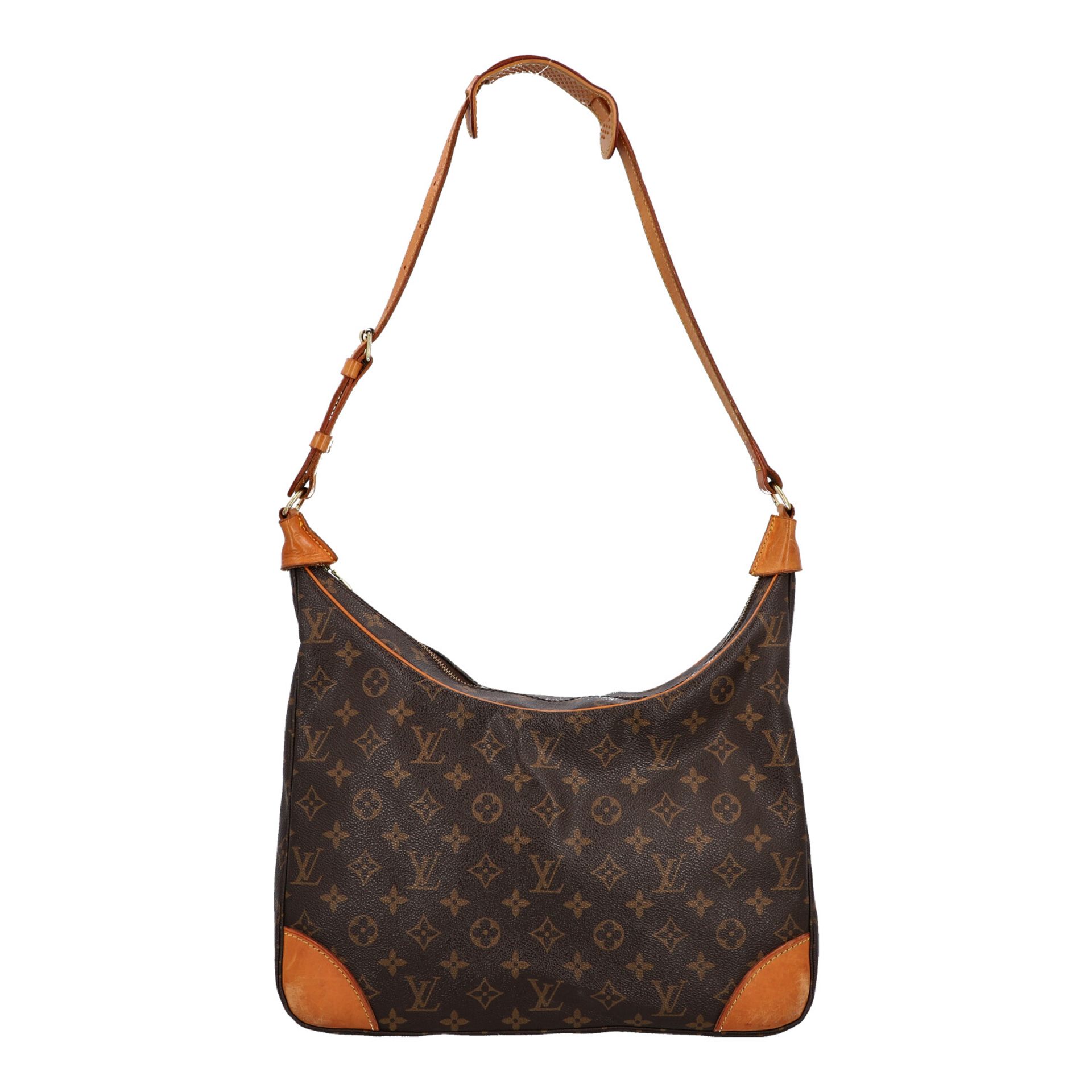 LOUIS VUITTON VINTAGE Schultertasche, "BOULOGNE".Monogram Canvas Serie, Details und Schulterriemen