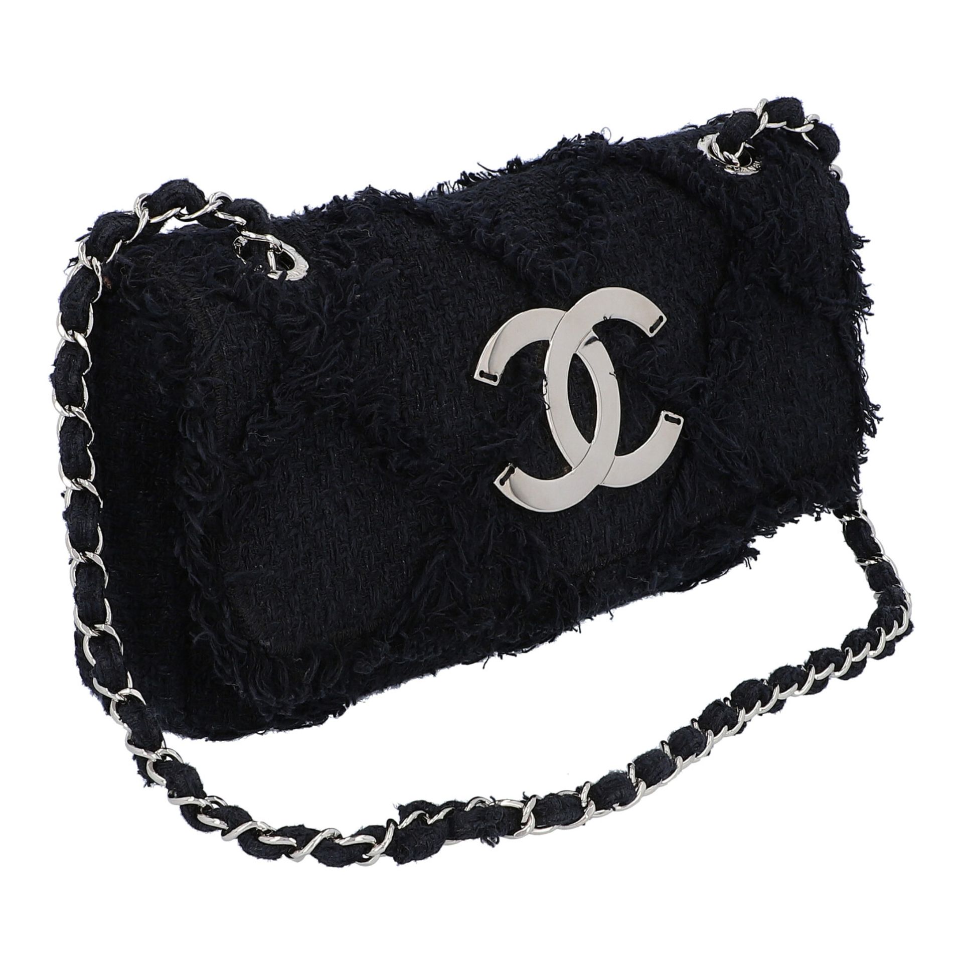 CHANEL Henkeltasche "SINGLE FLAP", Koll.: 2009 - 2010, NP.: ca. 3.000,-€.Dunkelblauer Tweed mit - Bild 2 aus 6