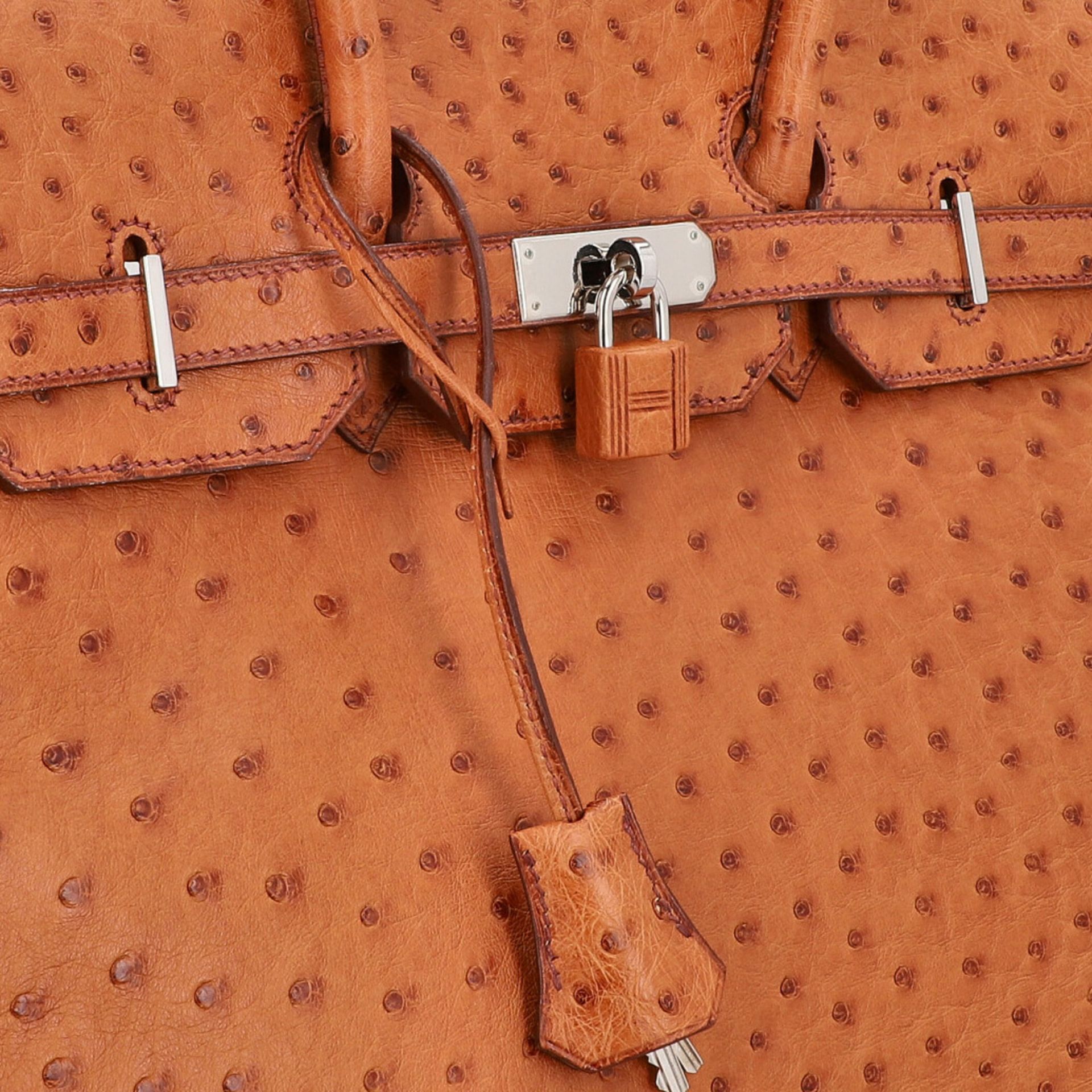 HERMÈS Handtasche "BIRKIN 35", Koll.: 2004, akt. NP.: 15.000,-€Straußenleder in Cognac, Trapezform - Bild 7 aus 11