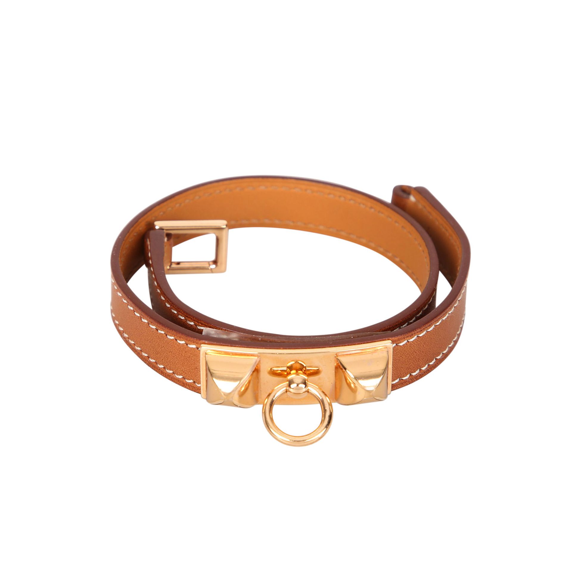 HERMÈS Armband "RIVALE DOUBLE TOUR", akt. NP.: 475,-€.Länge: 34cm. Zweifaches Wickelarmband aus - Bild 2 aus 3