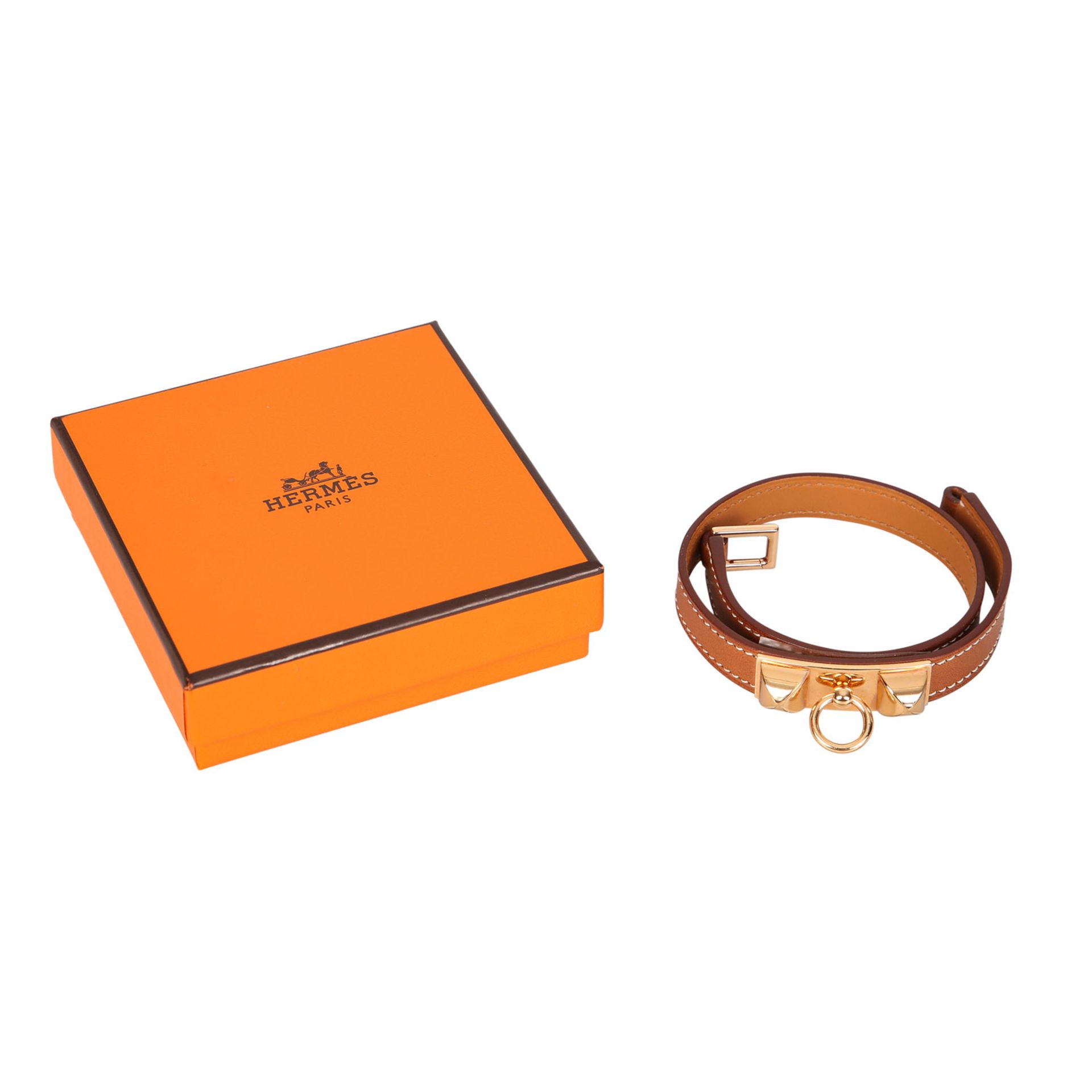 HERMÈS Armband "RIVALE DOUBLE TOUR", akt. NP.: 475,-€.Länge: 34cm. Zweifaches Wickelarmband aus - Bild 3 aus 3