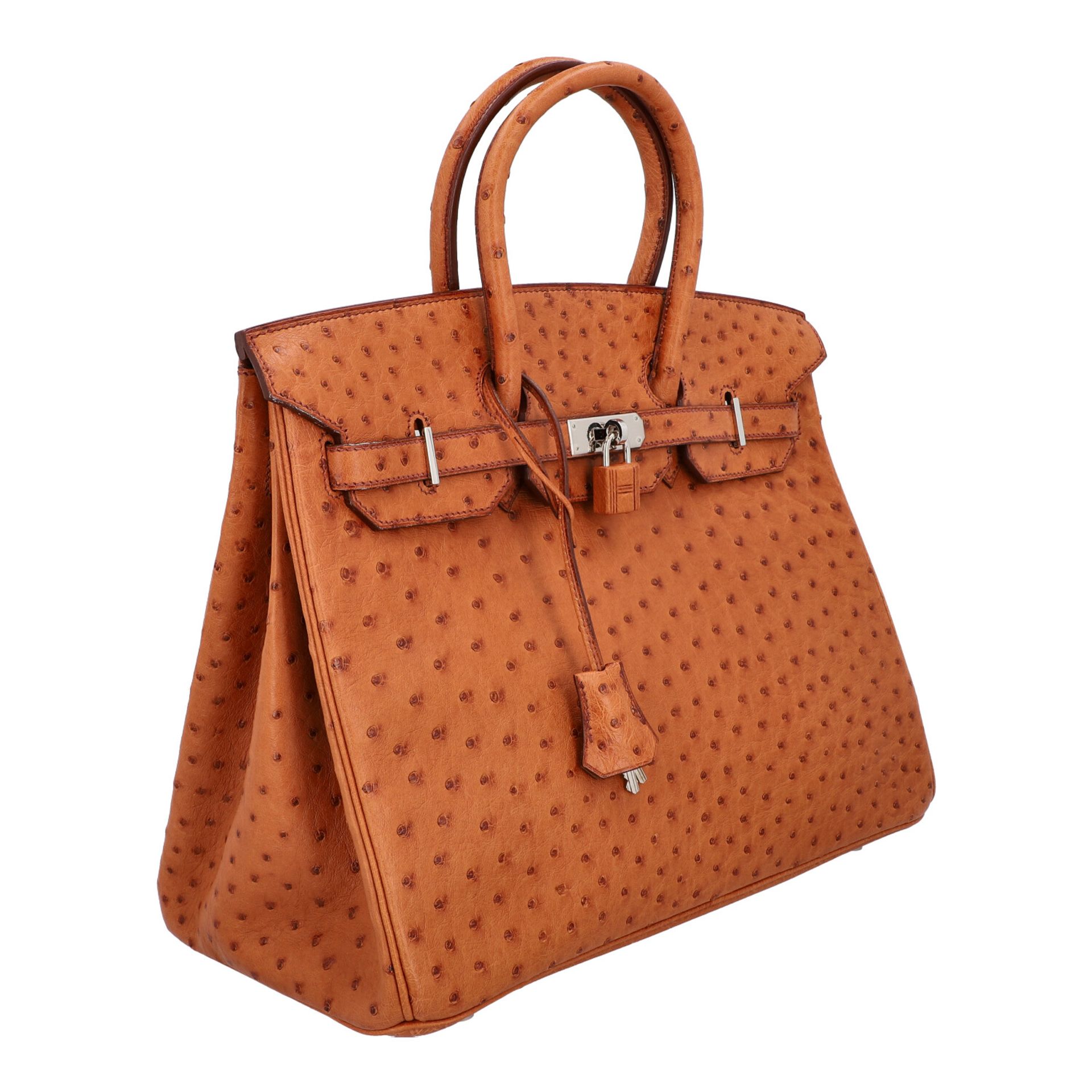 HERMÈS Handtasche "BIRKIN 35", Koll.: 2004, akt. NP.: 15.000,-€Straußenleder in Cognac, Trapezform - Bild 2 aus 11