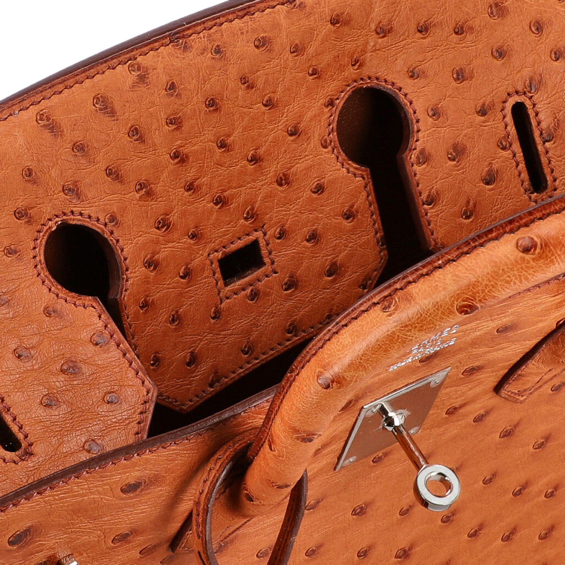 HERMÈS Handtasche "BIRKIN 35", Koll.: 2004, akt. NP.: 15.000,-€Straußenleder in Cognac, Trapezform - Bild 11 aus 11