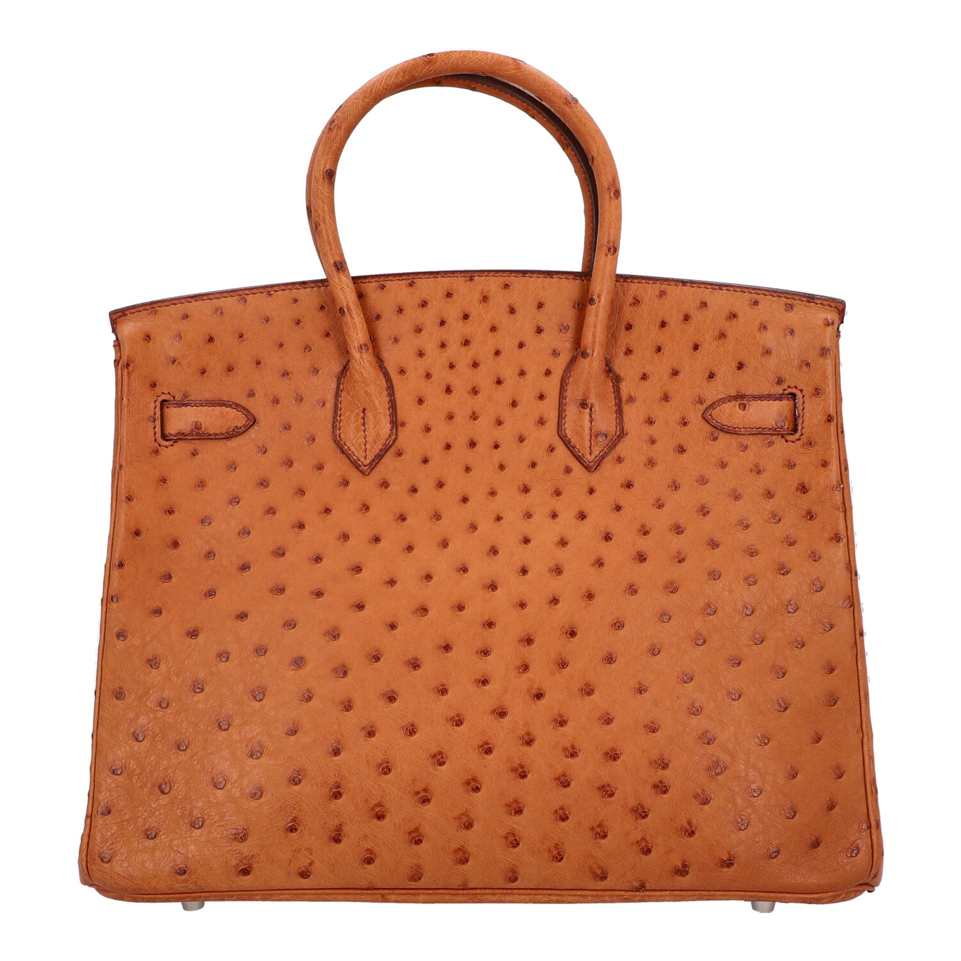 HERMÈS Handtasche "BIRKIN 35", Koll.: 2004, akt. NP.: 15.000,-€Straußenleder in Cognac, Trapezform - Bild 5 aus 11