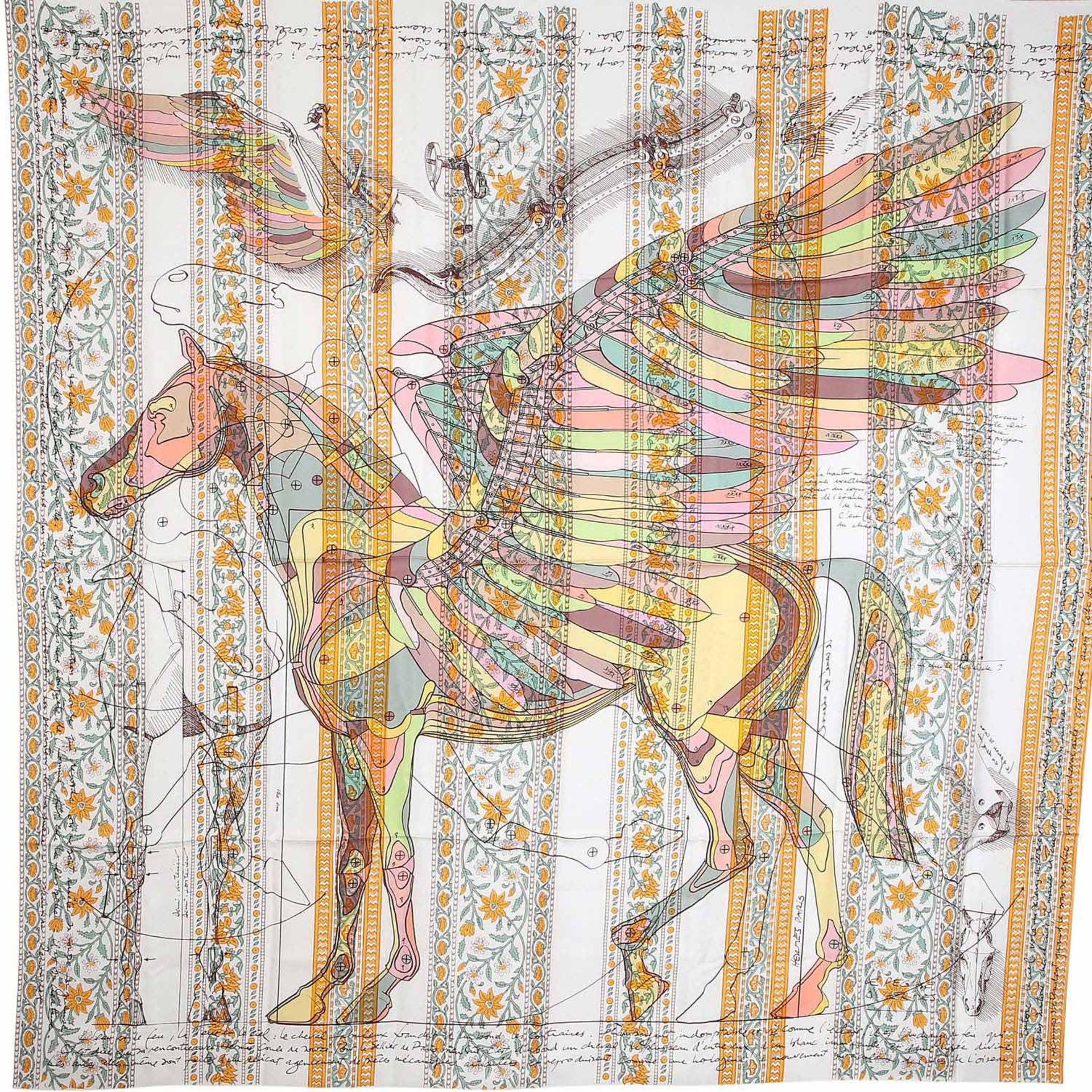 HERMÈS Seiden Grandfoulard "LE PEGASE D'HERMÈS",by Christian Renonciat. Entwurf erstmals 2011