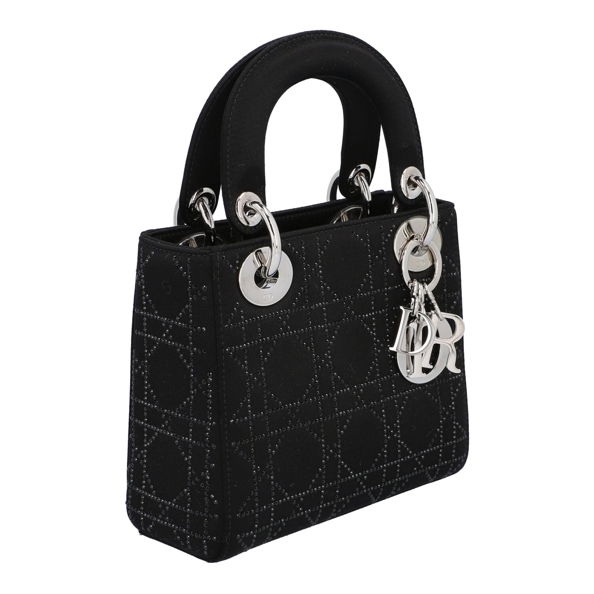 CHRISTIAN DIOR Handtasche "MINI LADY DIOR", NP.: 2.800,-€.100% Seide in Schwarz mit Cannage Muster - Bild 2 aus 6