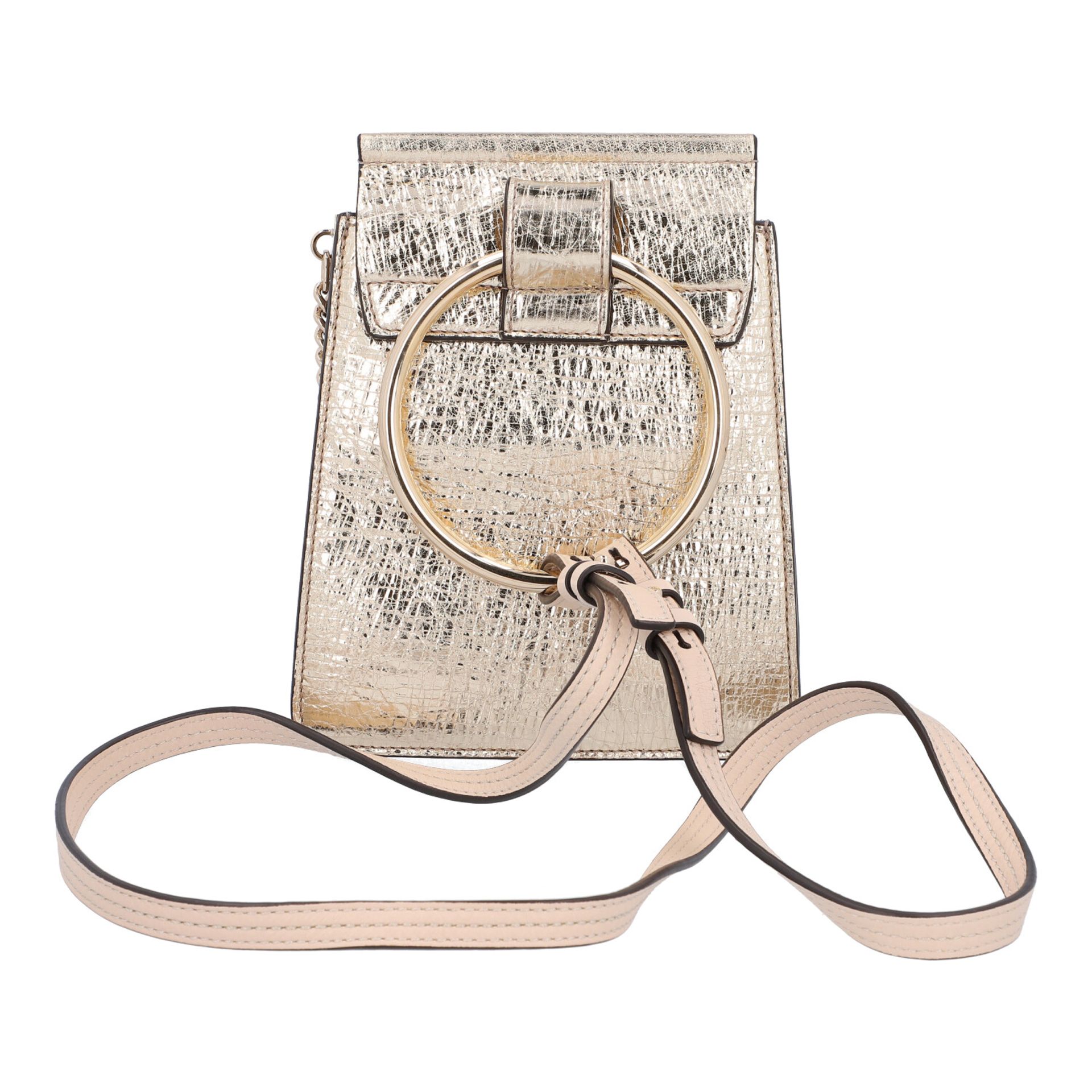 CHLOÉ Umhängetasche "FAYE", NP. ca.: 750,-€.Mini Tasche aus Leder in Beige und Goldfarben (Crashed - Bild 4 aus 6