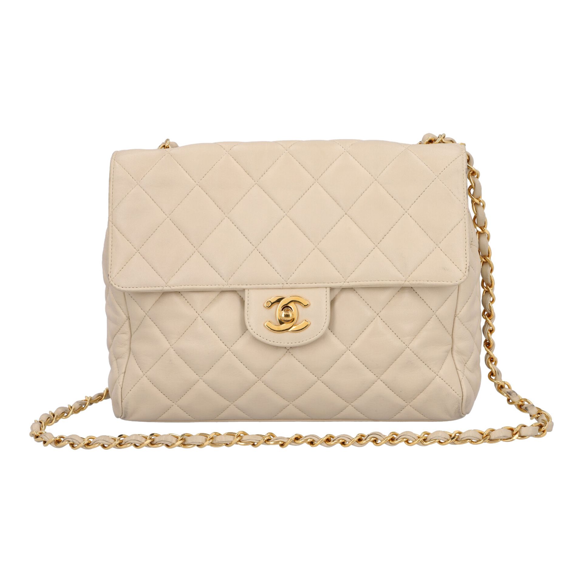 CHANEL VINTAGE Umhängetasche "SINGLE FLAP", Koll. 1994-1996.NP. ca.: 4.200,-€. Fein genarbtes