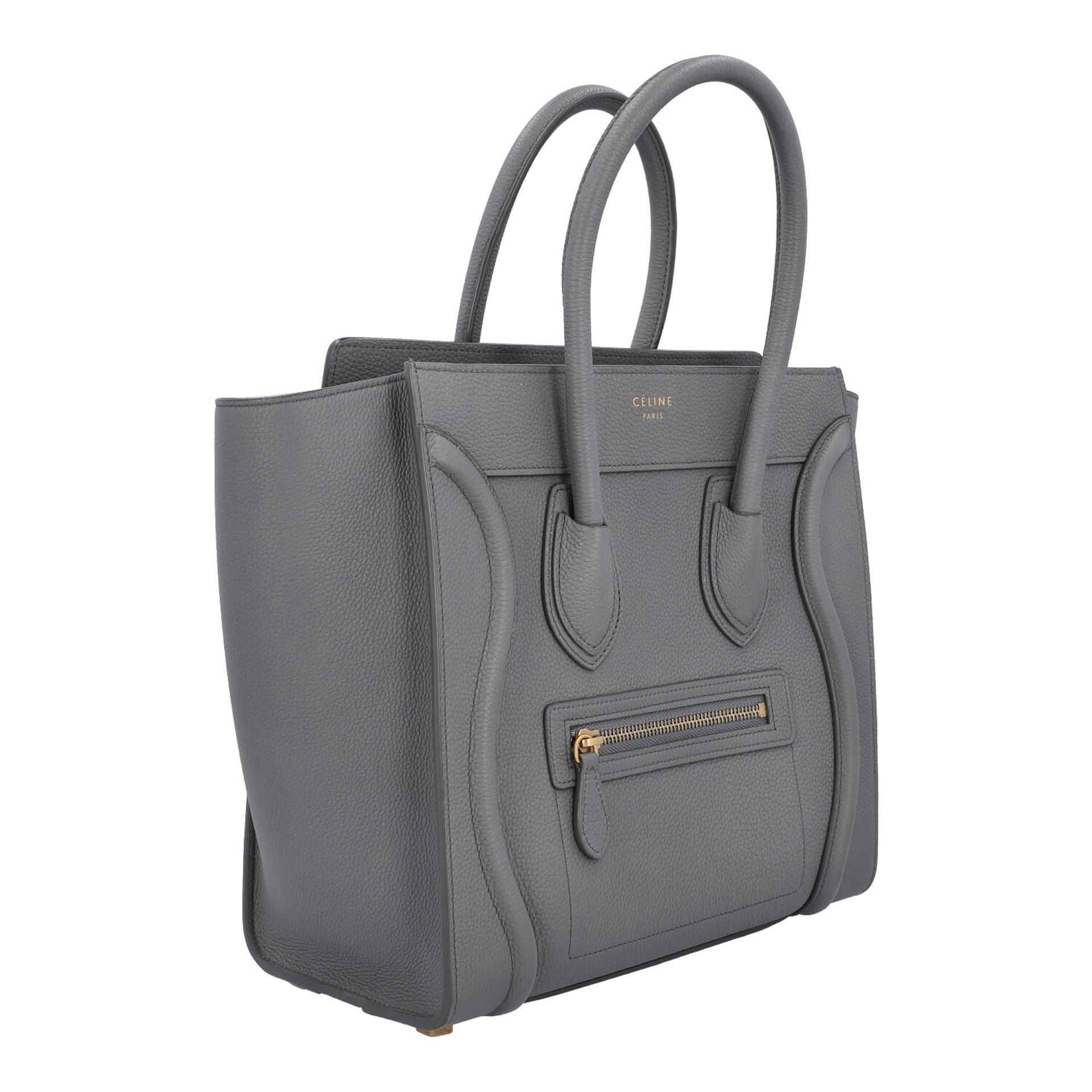 CELINE Henkeltasche "MINI LUGGAGE BAG".Akt. NP.: 2.400,-€. Trapezform aus mattem, naturgenarbtem - Bild 2 aus 6