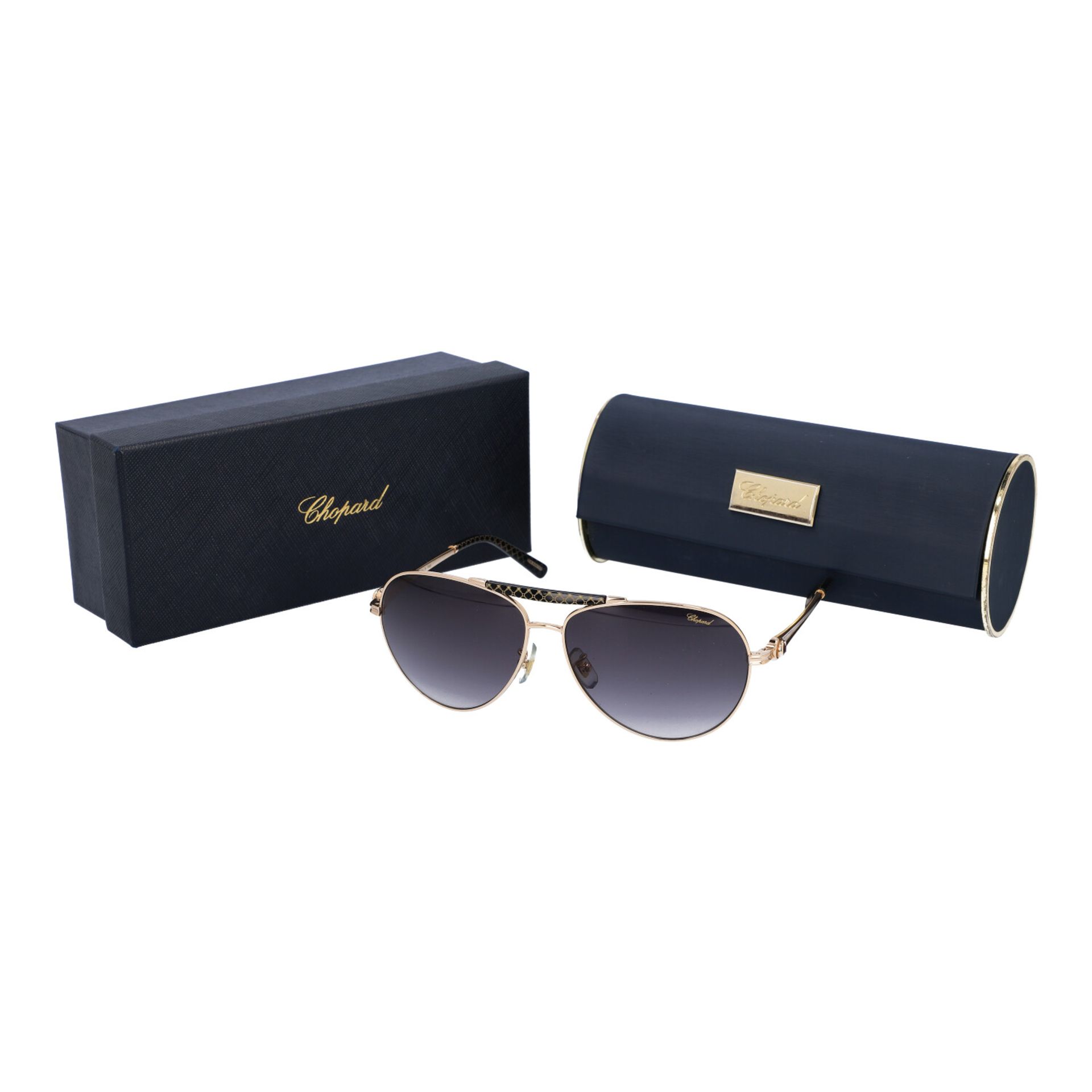 CHOPARD Sonnenbrille.NP.ca.: 600,-€. Goldafarbenes Metallgestell im Aviator-Design, dunkelgetönte - Bild 5 aus 5