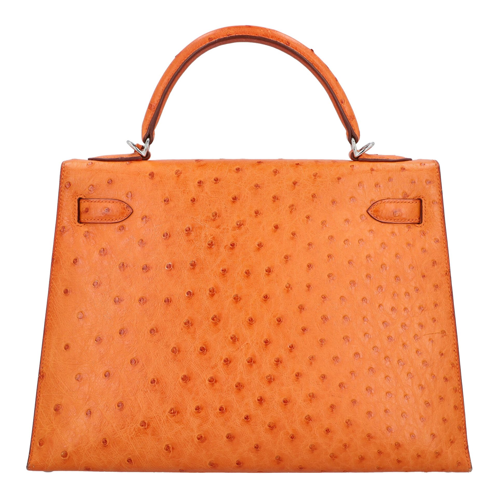 HERMÈS Handtasche "KELLY BAG OSTRICH 32".Koll. 2001. NP ca.: 17.000,-€. Straußenleder in Orange, - Bild 4 aus 9