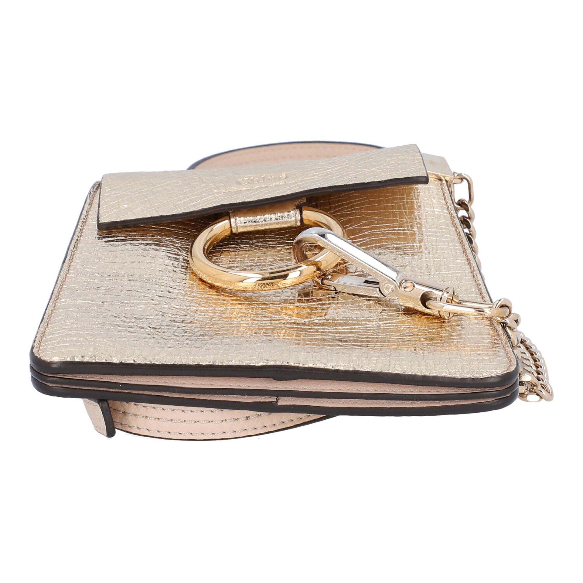 CHLOÉ Umhängetasche "FAYE", NP. ca.: 750,-€.Mini Tasche aus Leder in Beige und Goldfarben (Crashed - Bild 5 aus 6