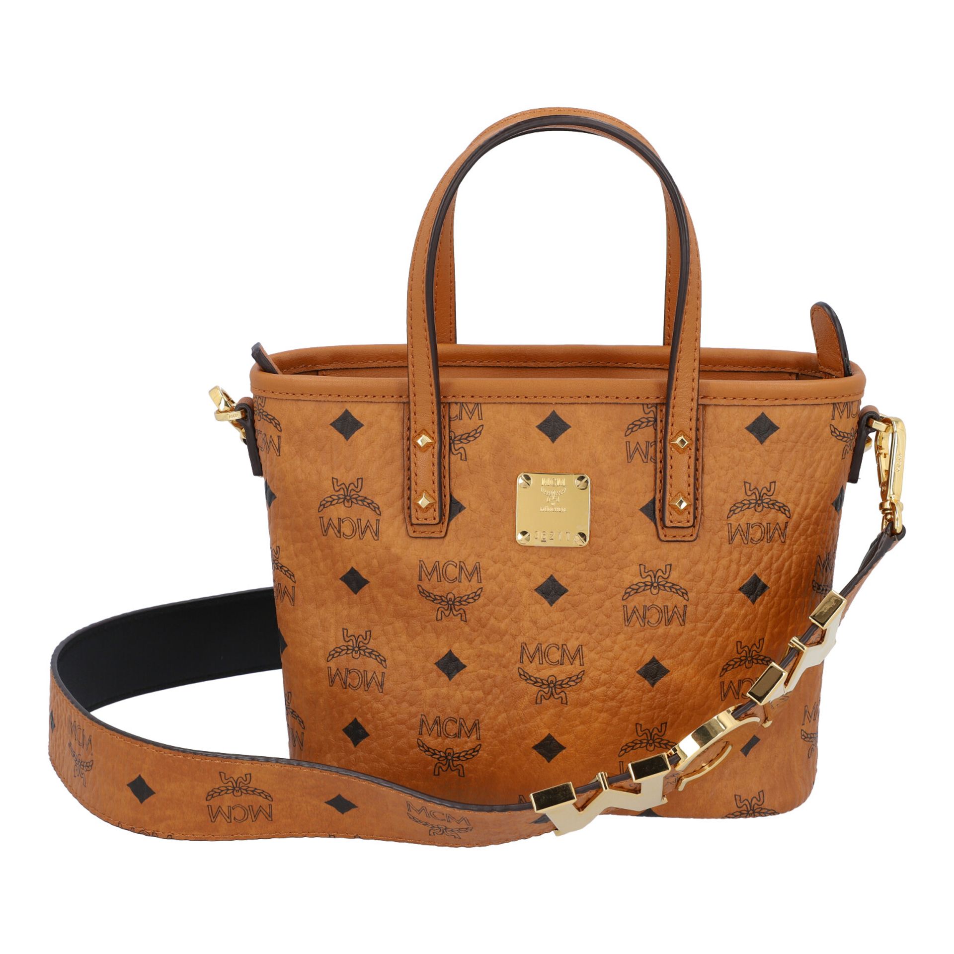 MCM Handtasche "ANYA TOP ZIP SHOPPER MINI".NP. ca.: 600,-€. Visetos Leder Serie in Cognacfarben