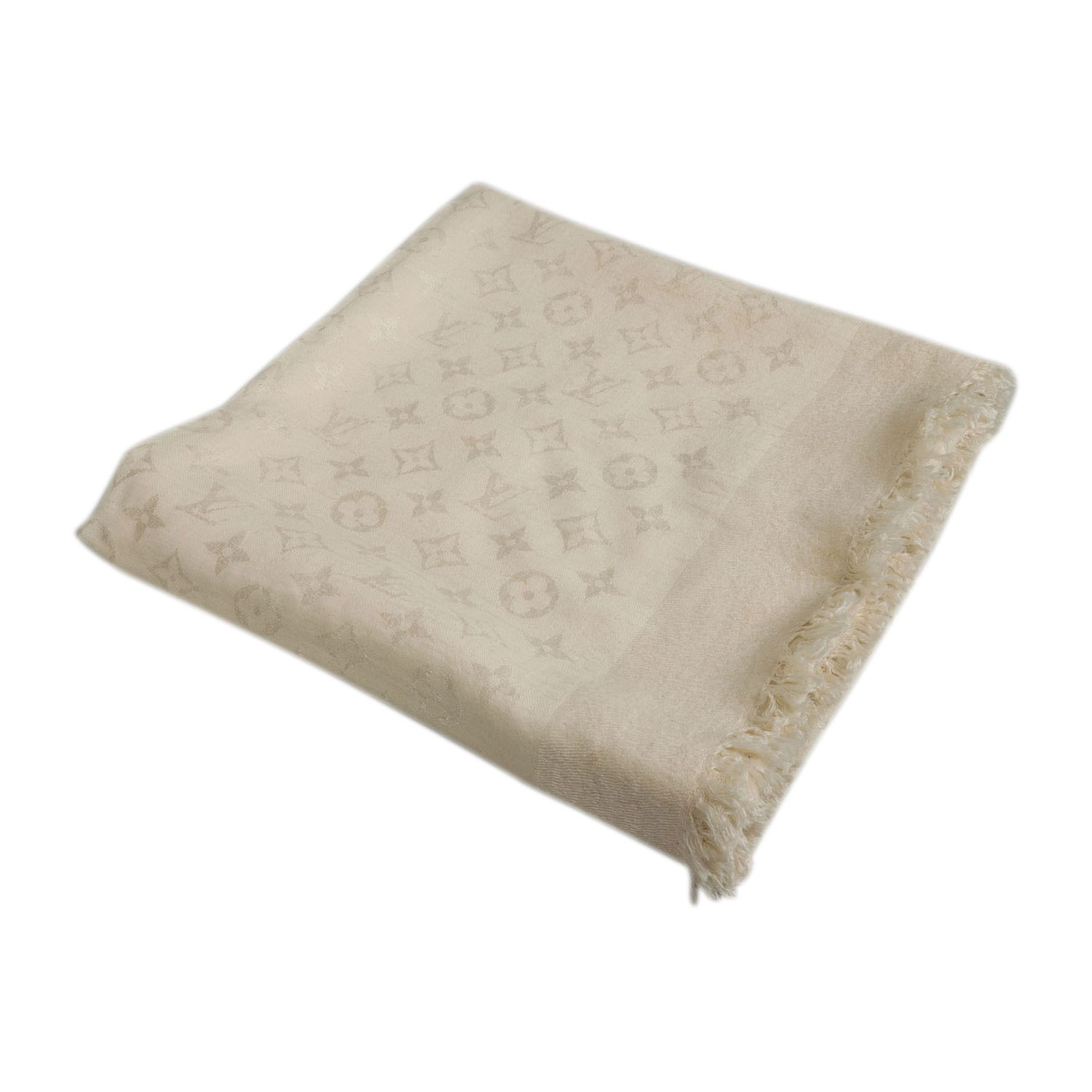 LOUIS VUITTON Foulard, NP.: ca. 500,-€.Cremefarbenes Modell aus Seide- /Wollgemisch mit - Bild 2 aus 2