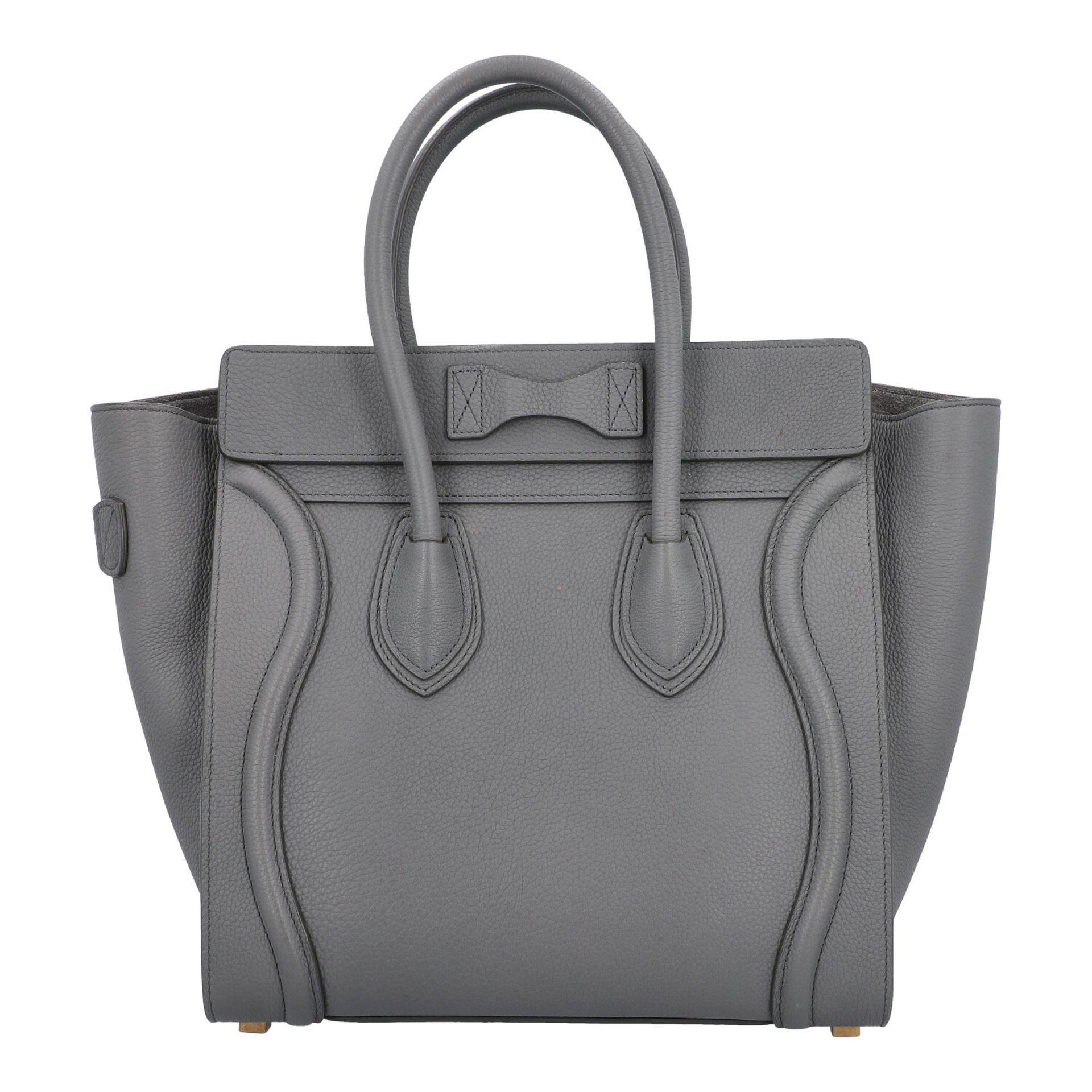 CELINE Henkeltasche "MINI LUGGAGE BAG".Akt. NP.: 2.400,-€. Trapezform aus mattem, naturgenarbtem - Bild 4 aus 6