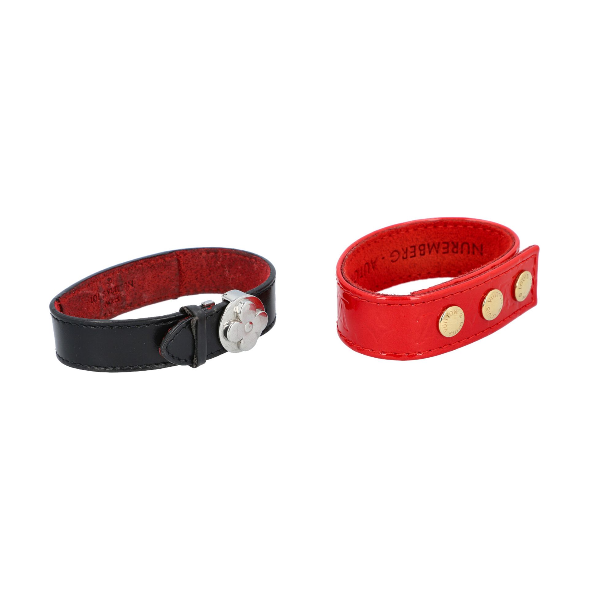 LOUIS VUITTON Armbänder-Konvolut.Koll. 2001. Armband aus der Vernisleder Serie in Rot mit " - Bild 2 aus 3