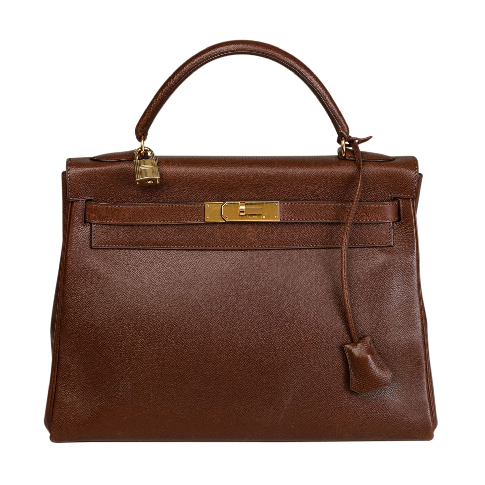 HERMÈS VINTAGE Handtasche "KELLY BAG 32", Koll. 1998.Akt. NP.: 7.200,-€. Epsom-Leder in Hellbraun,