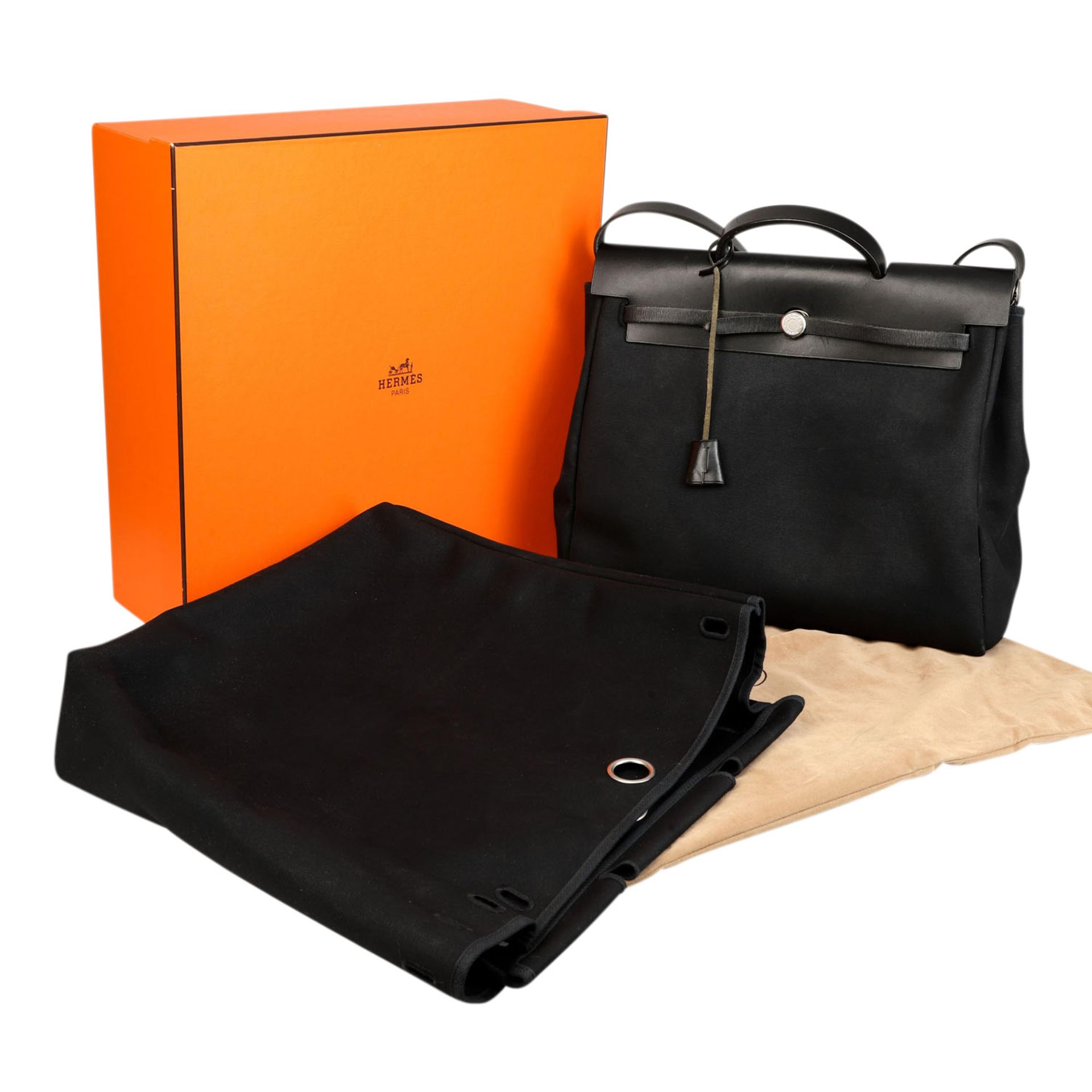 HERMÈS Henkeltasche "HERBAG 38", Koll.: 2000.NP.ca.: 2.600,-€. Schwarzes Glattleder, schwarzes - Bild 6 aus 7