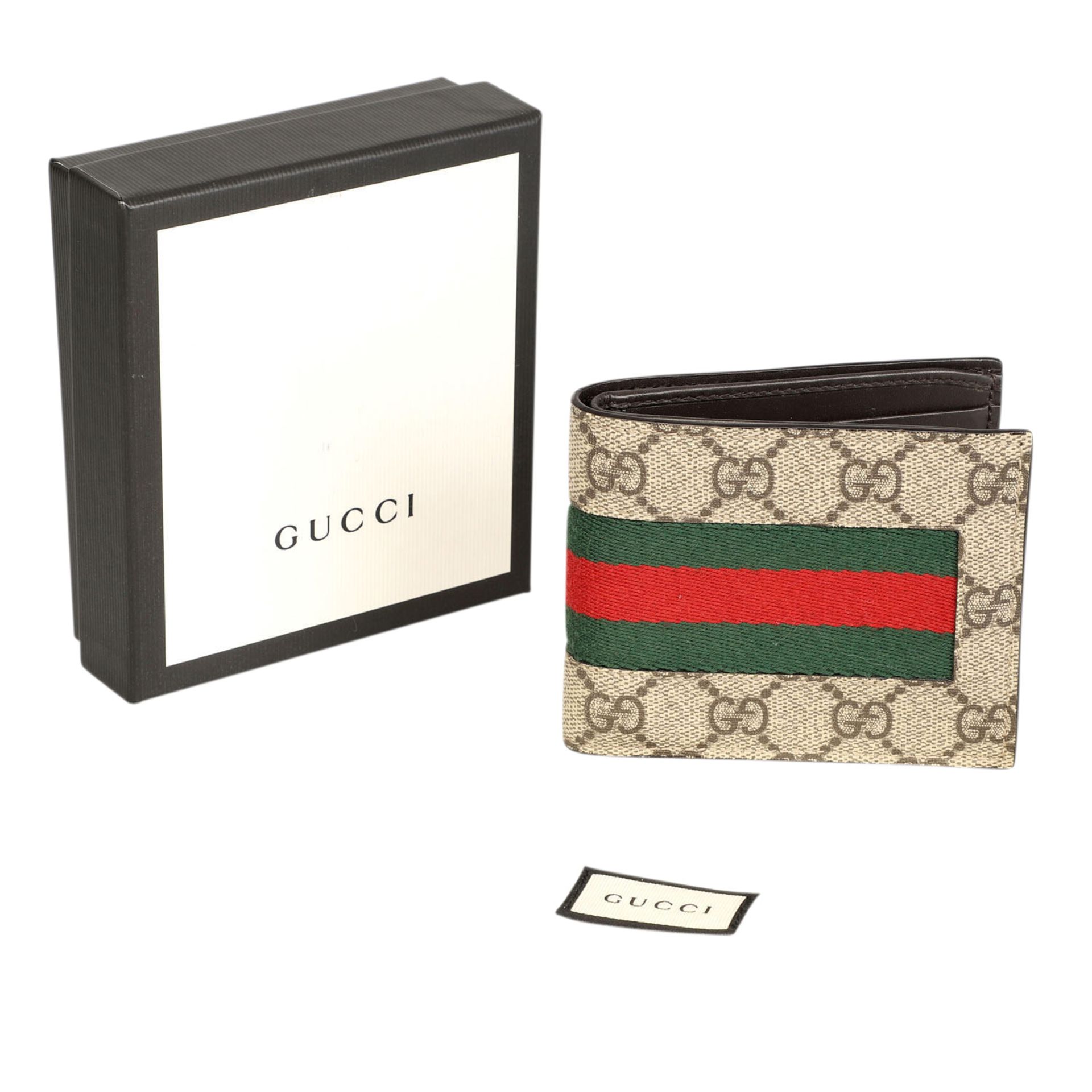 GUCCI Portemonnaie, akt. NP.: 320,-€.GG-Supreme mit mittigem Streifendetail in Grün/Rot. Zehn - Bild 5 aus 6