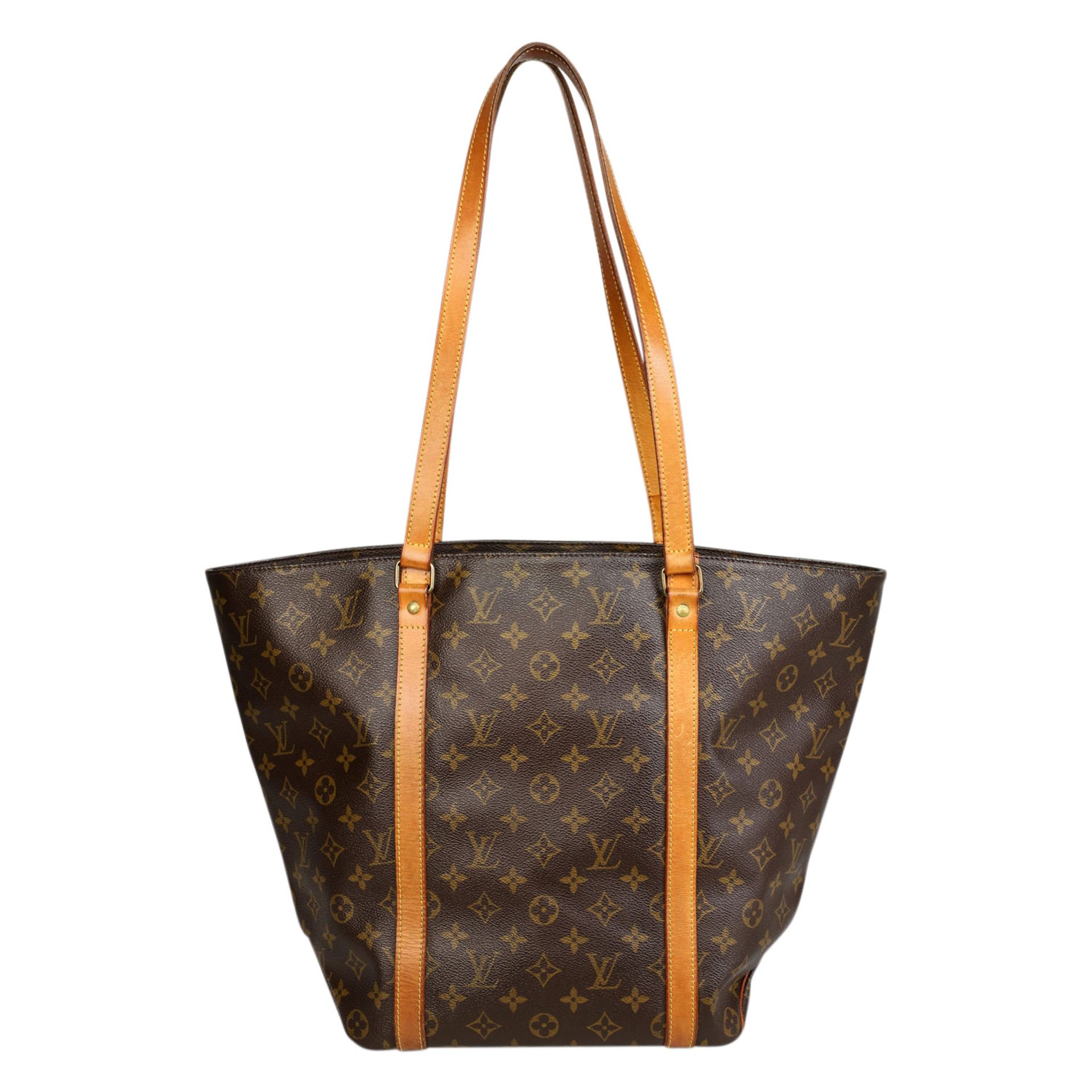 LOUIS VUITTON VINTAGE Shoppertasche.Monogram Canvas Serie mit Rindsleder-Details, Doppelhenkel und