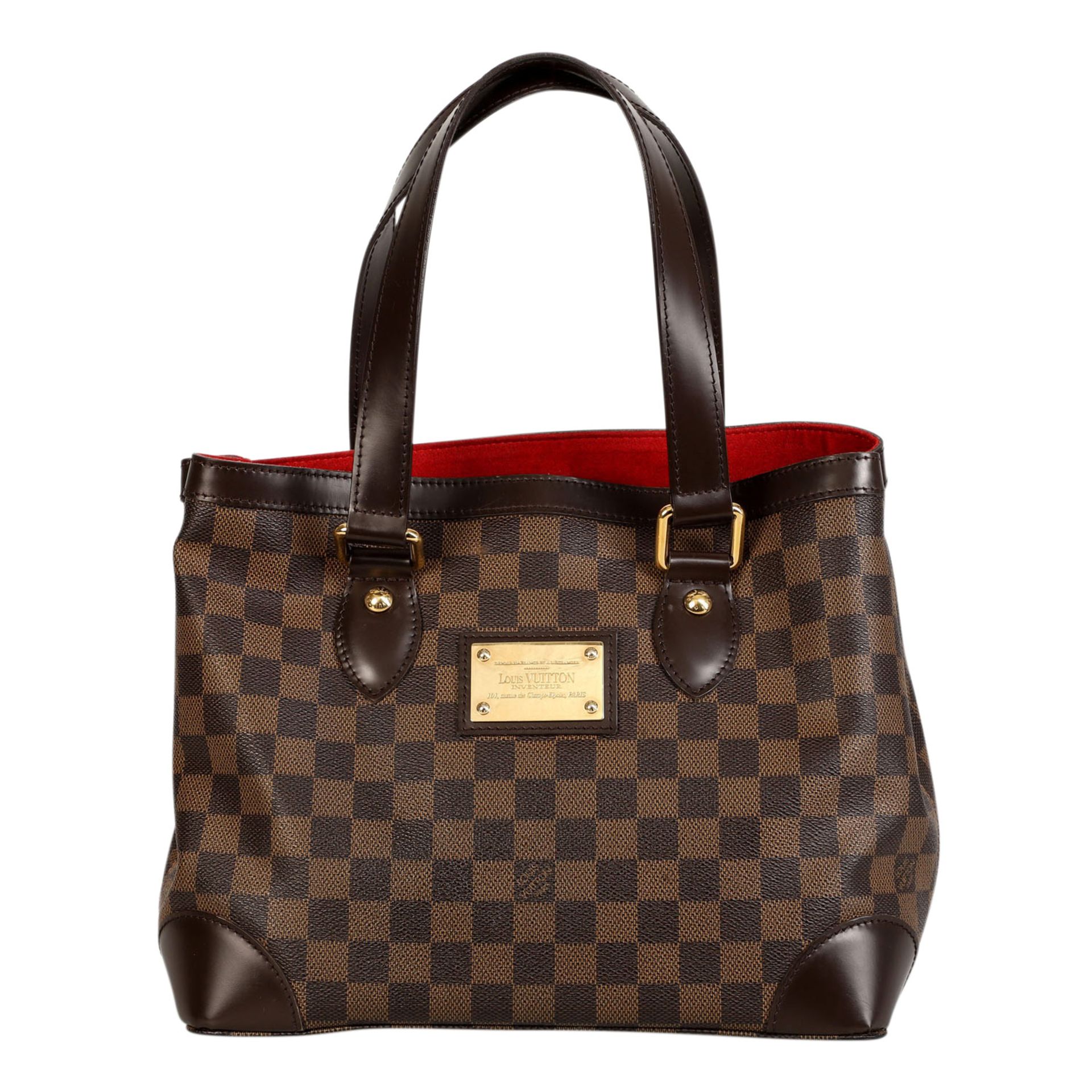 LOUIS VUITTON Henkeltasche "HAMPSTEAD", Koll.: 2008, NP.: ca. 1.000,-€.Damier Ebene Canvas Serie mit