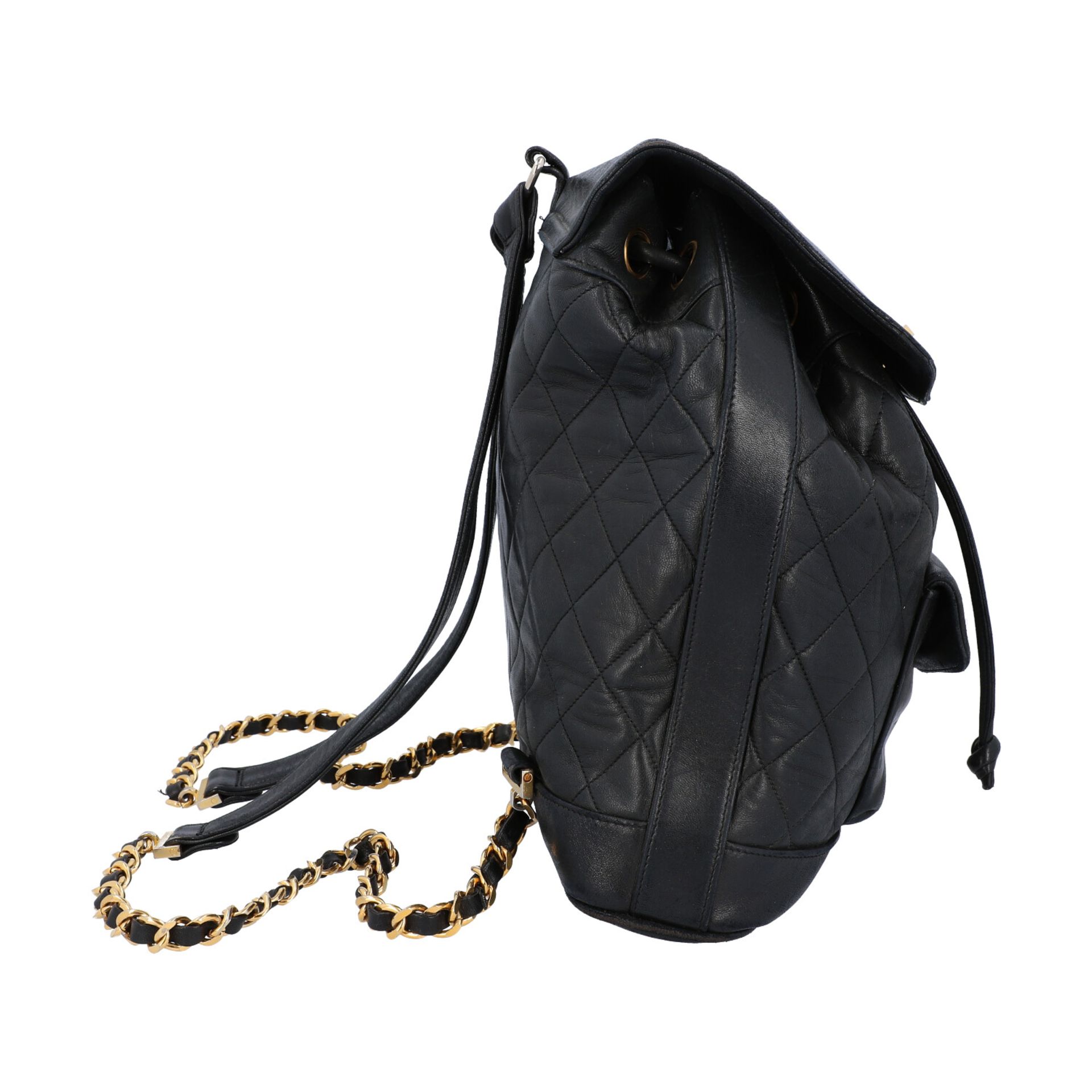 CHANEL VINTAGE Rucksack, Koll.: 1991-1994.Lammleder-Modell in Rauten gesteppt, goldfarbene Hardware, - Bild 4 aus 10