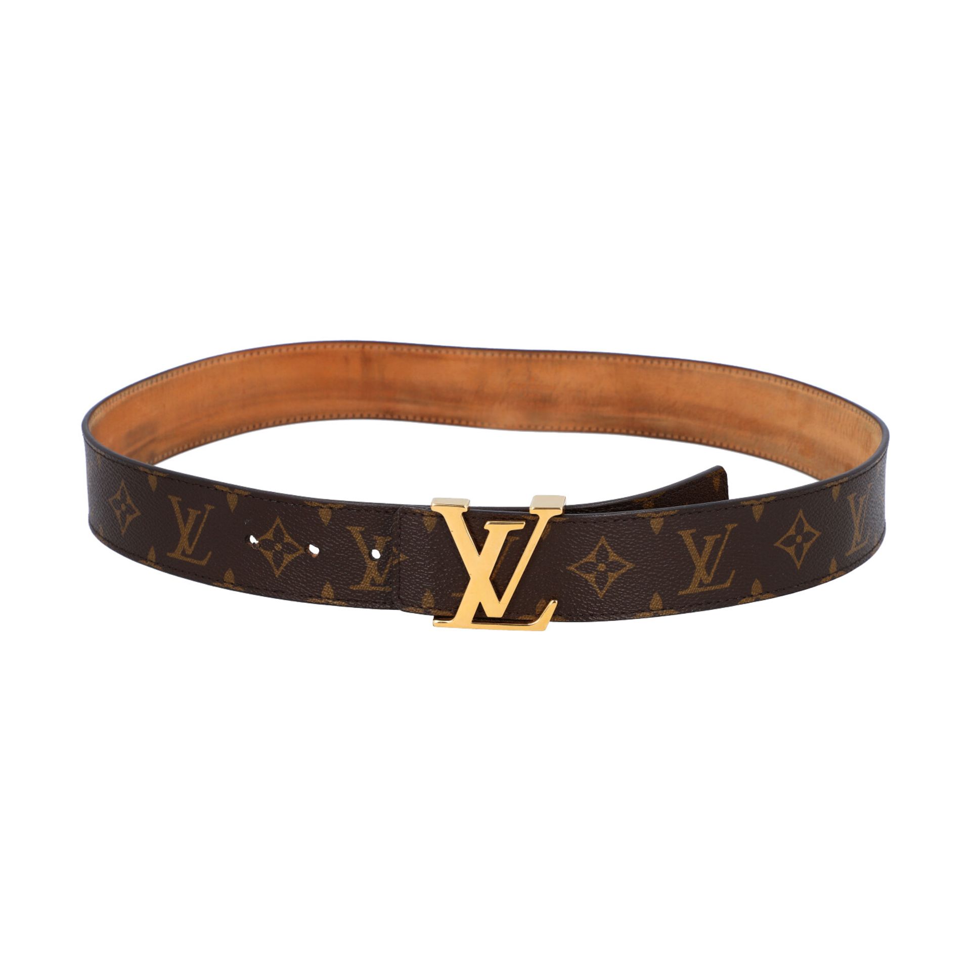 LOUIS VUITTON Gürtel "INITIALES 40mm", Länge 90cm. Koll. 2011.Letzter LP.: 300,-€. Monogram Canvas