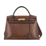 HERMÈS VINTAGE Handtasche "KELLY BAG OSTRICH 32", Kollektion 1987.NP ca.: 17.000,-€;